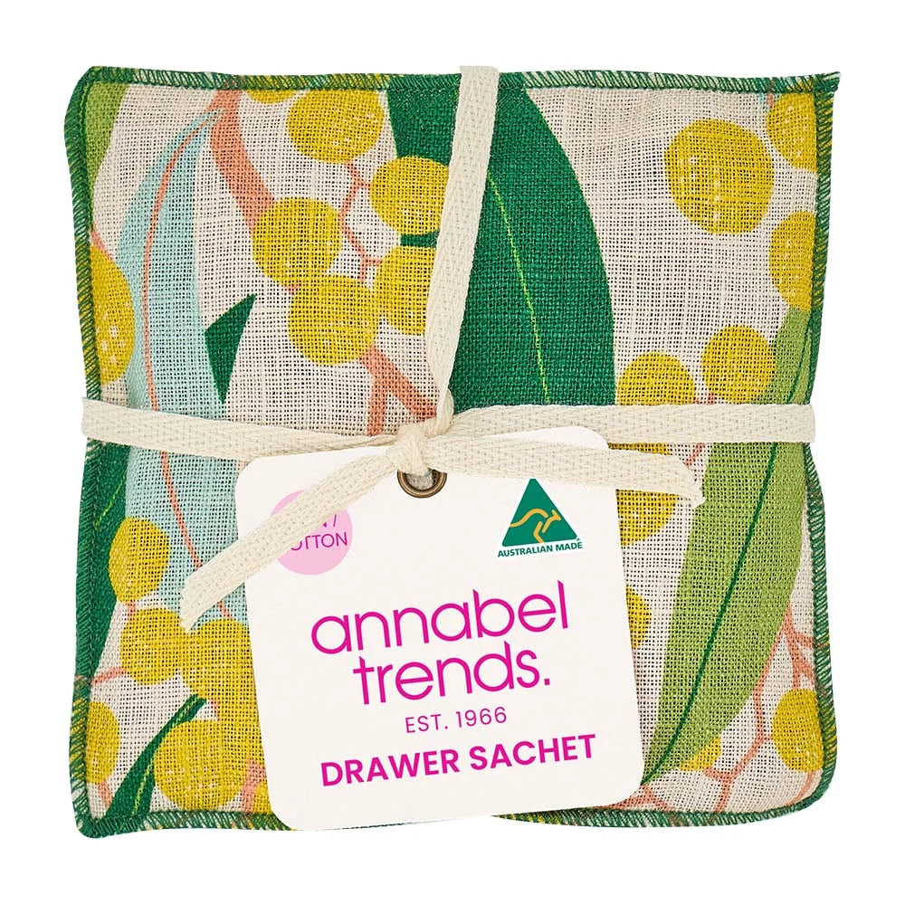 Linen cotton drawer sachet by Annabel Trends - Golden Wattle