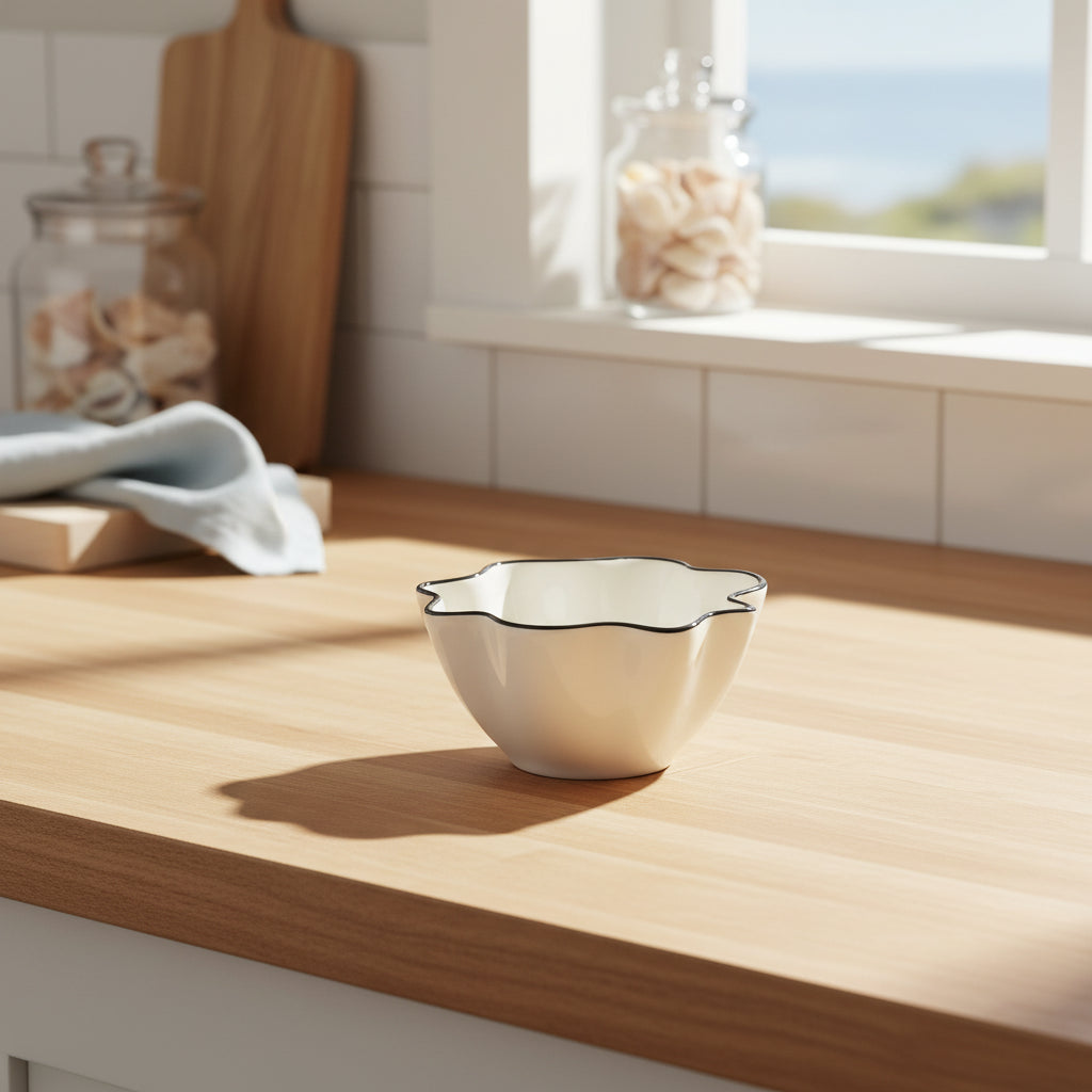 Winslow Ceramic Bowl - 10x5cm - Ivory/black by Coast to Coast