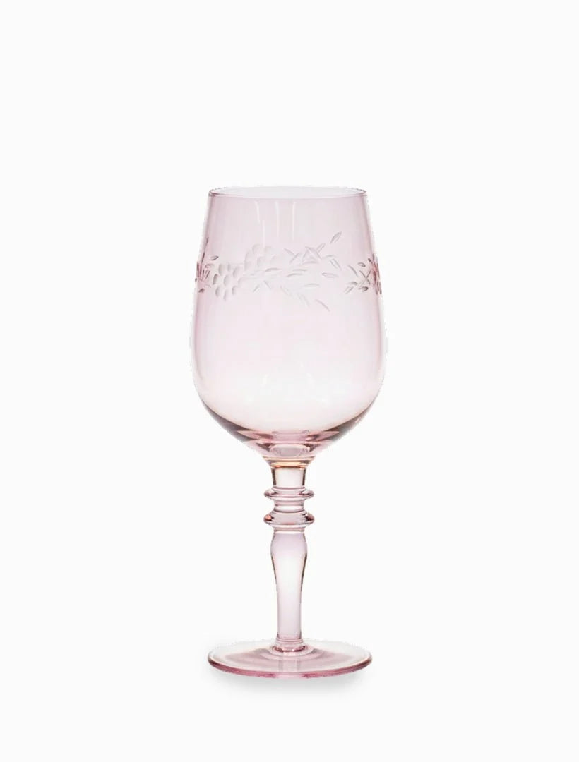 Jolie Fleur Crystal Wine Glasses Pink by Zjoosh
