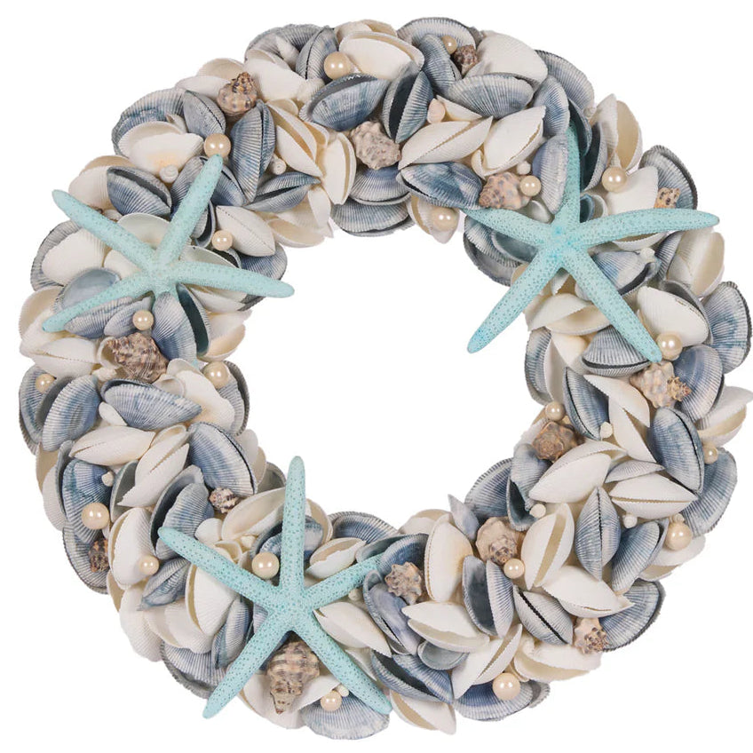 44cm Blue Clam Starfish Wreath