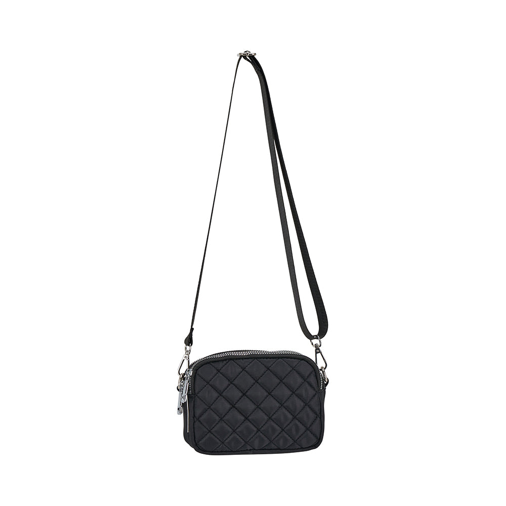 Quilted Travel 3 Zip Bag - Black