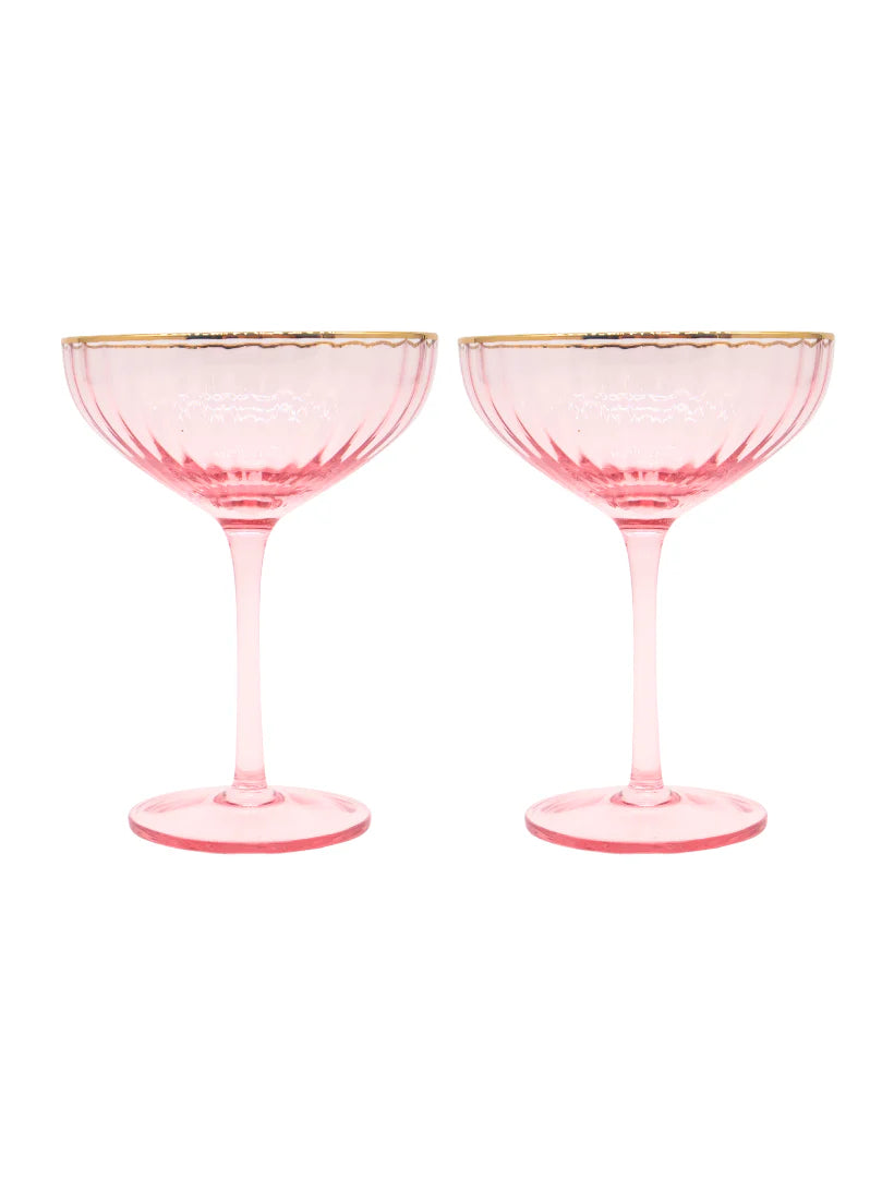 Soiree Crystal Coupe Glasses - Pink