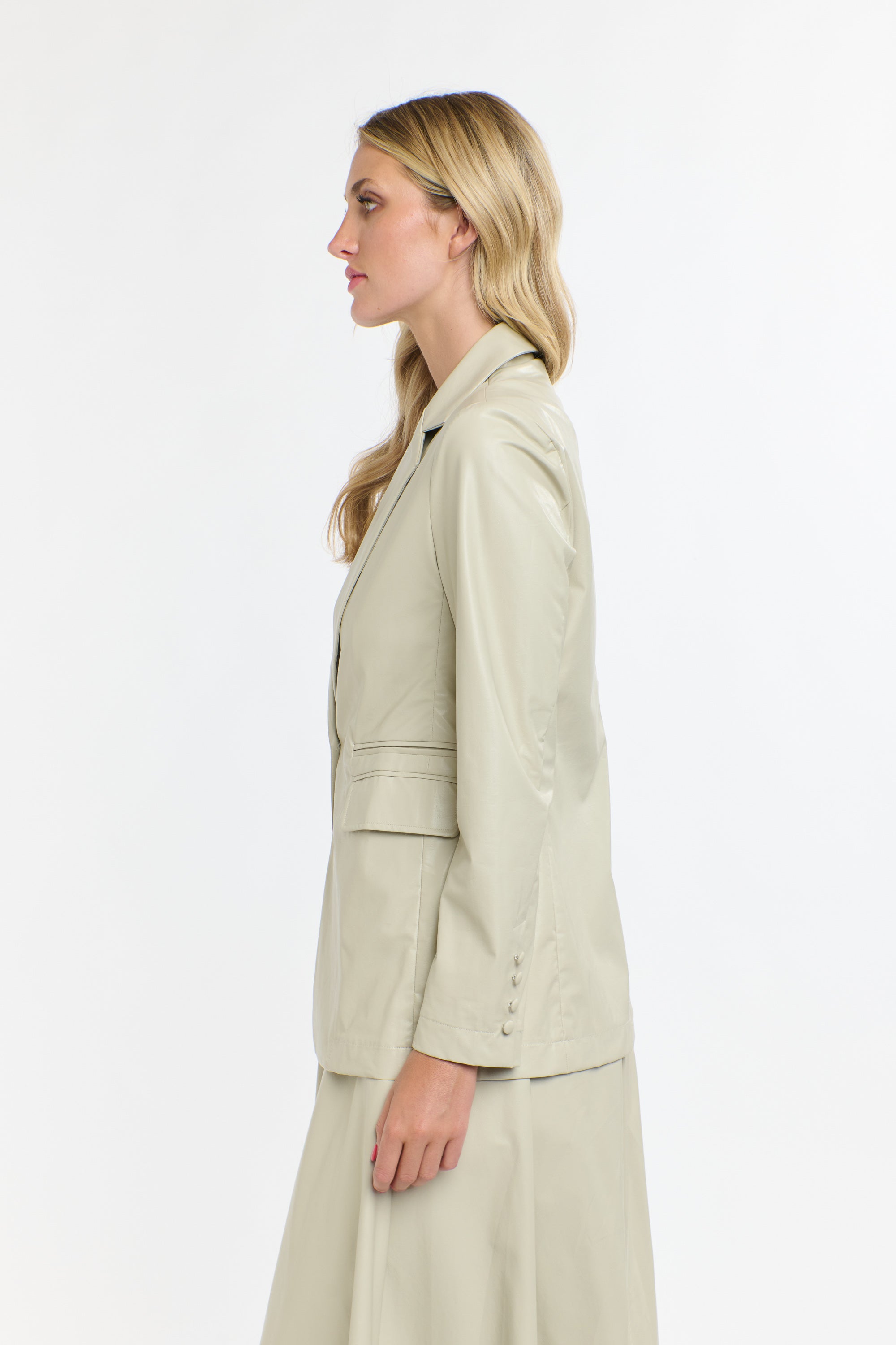 PU Blazer by 365 Days - Parchment