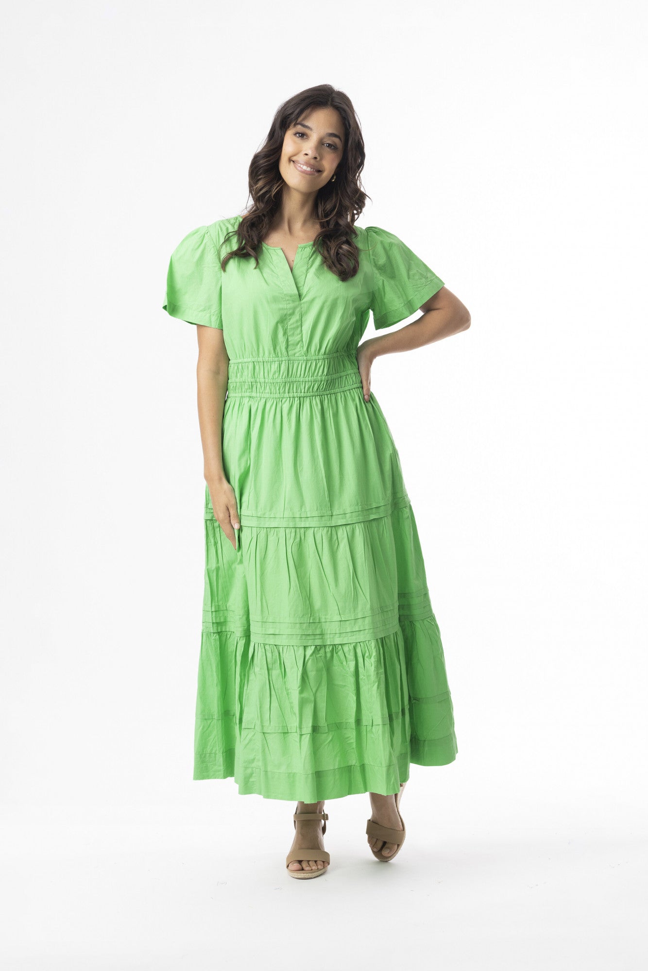Poplin Essentials Maxi Dress by Orientique - Green
