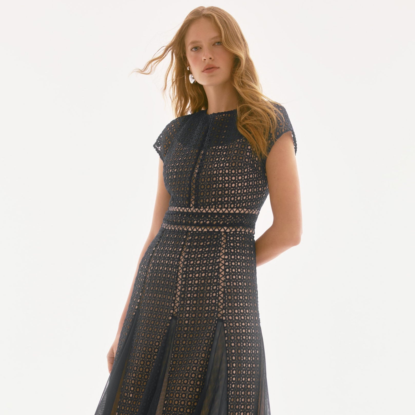 Signature | Guipure And Mesh Fit And Flare Dress by Joseph Ribkoff