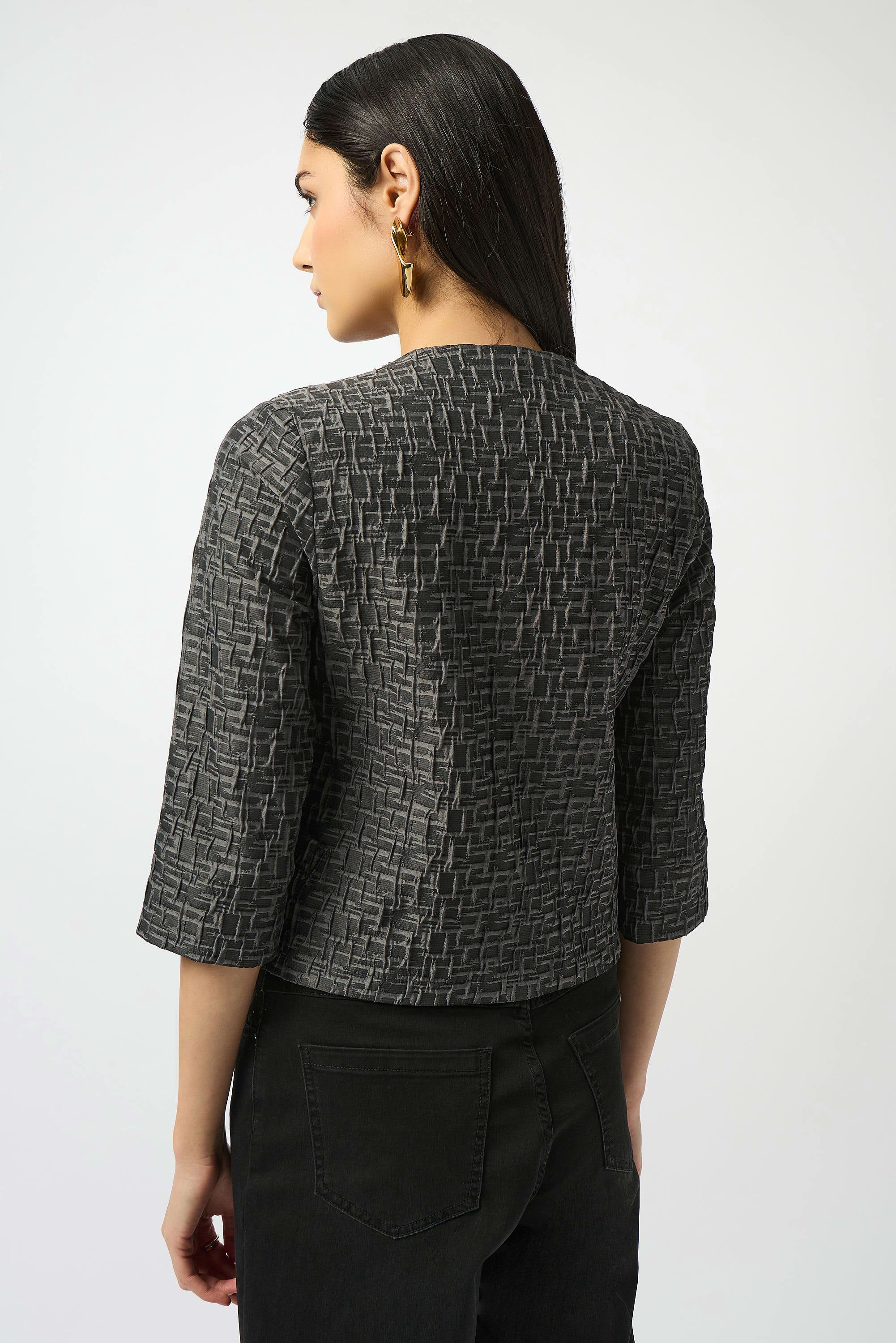 Jacquard Woven Straight Jacket by Joseph Ribkoff - Grey