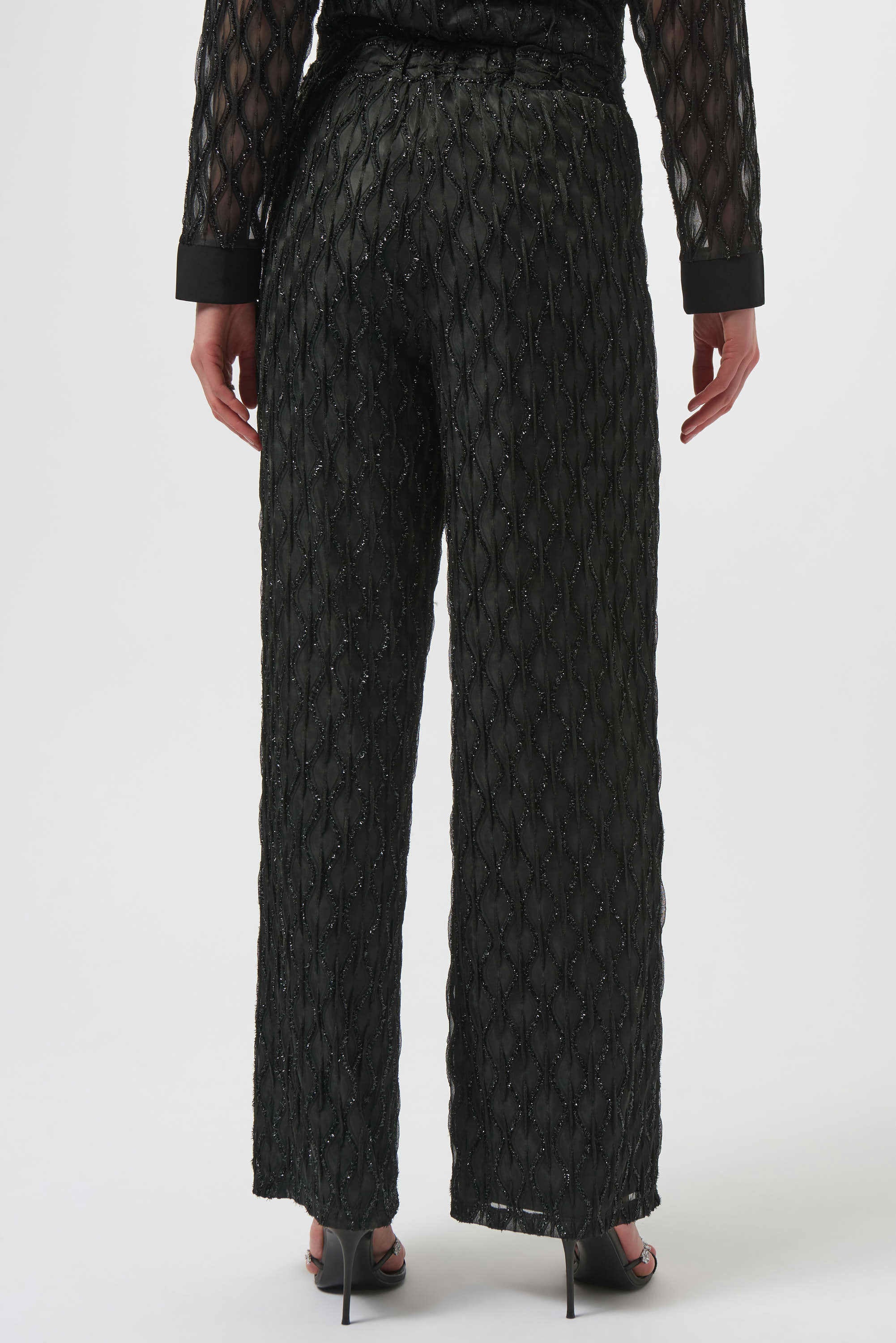 Lurex Cascade Wide Leg Pull-On Pants by Joseph Ribkoff - Black