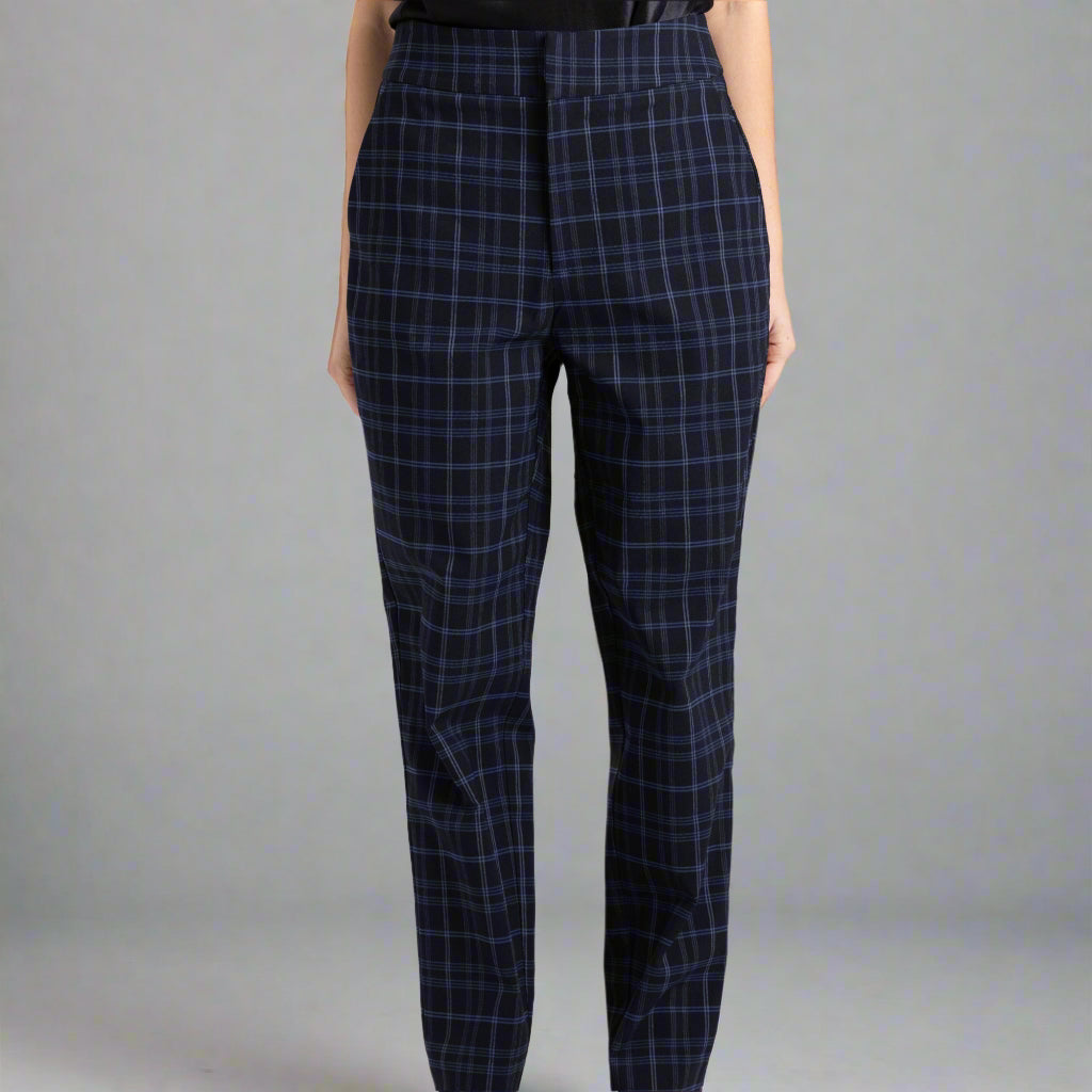 7/8 Check Navy Pant by Two-T's