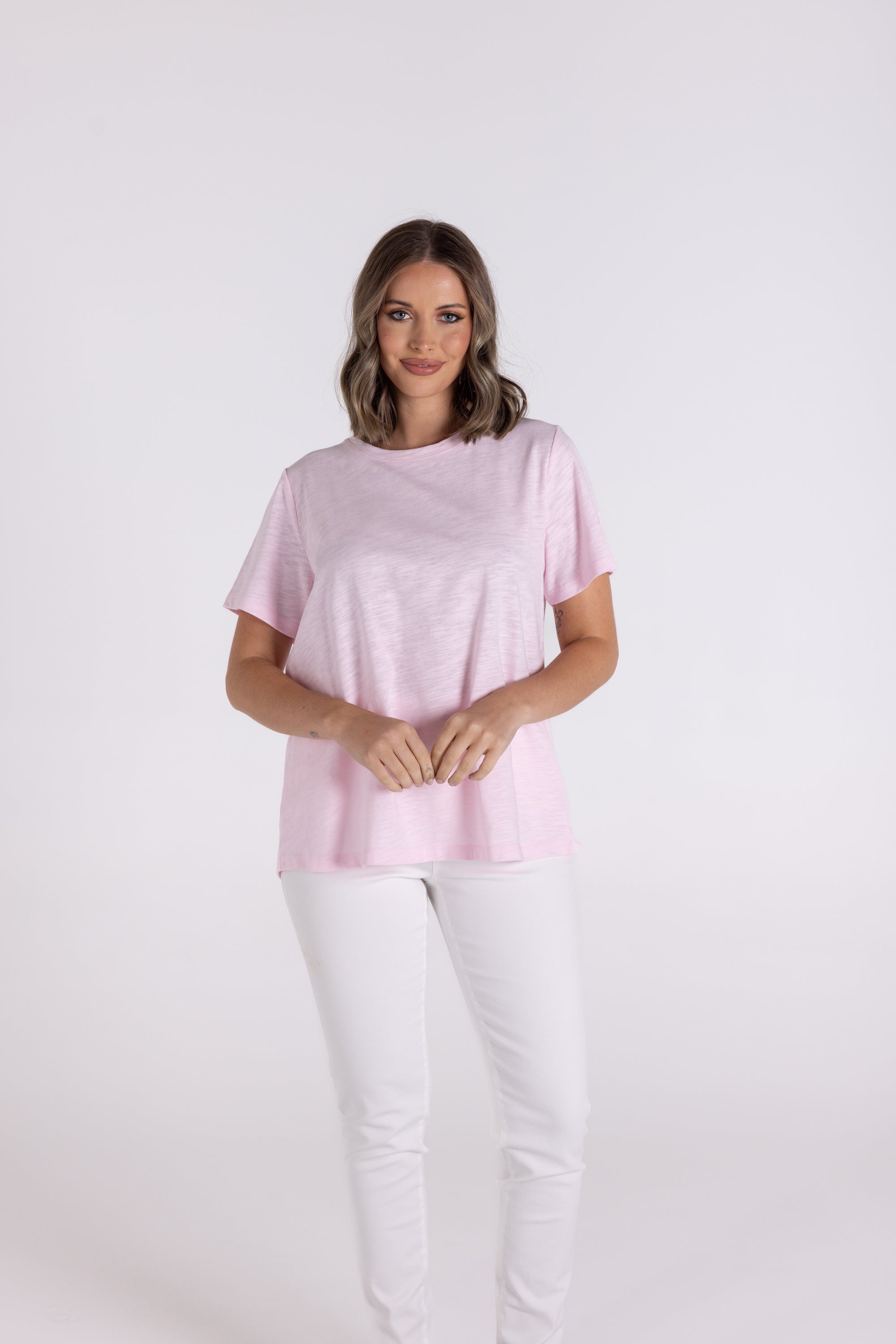 Crew Neck T-Shirt by Two-T's - Pink