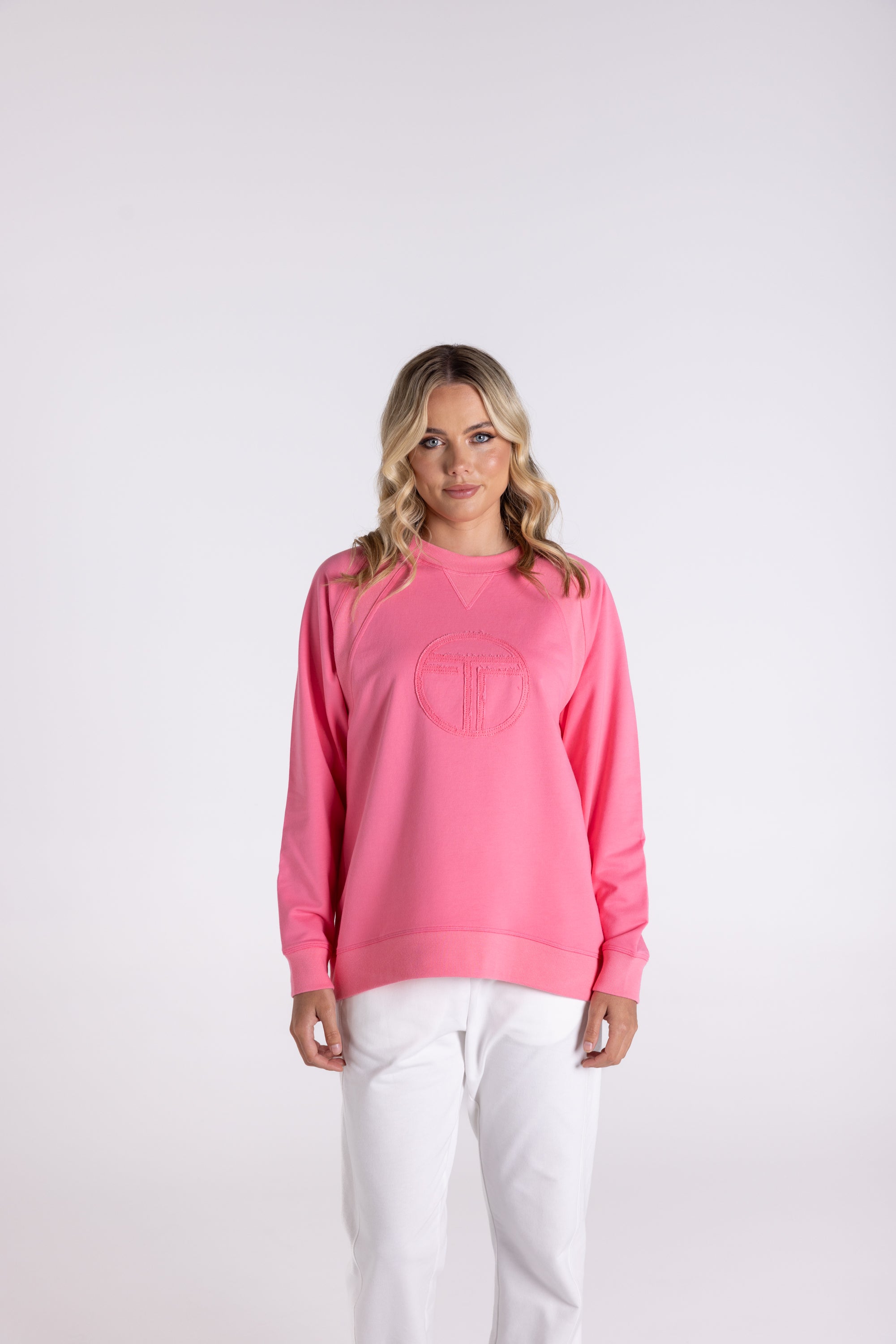 Sweater w/Raw Logo by Two-T's - Flamingo