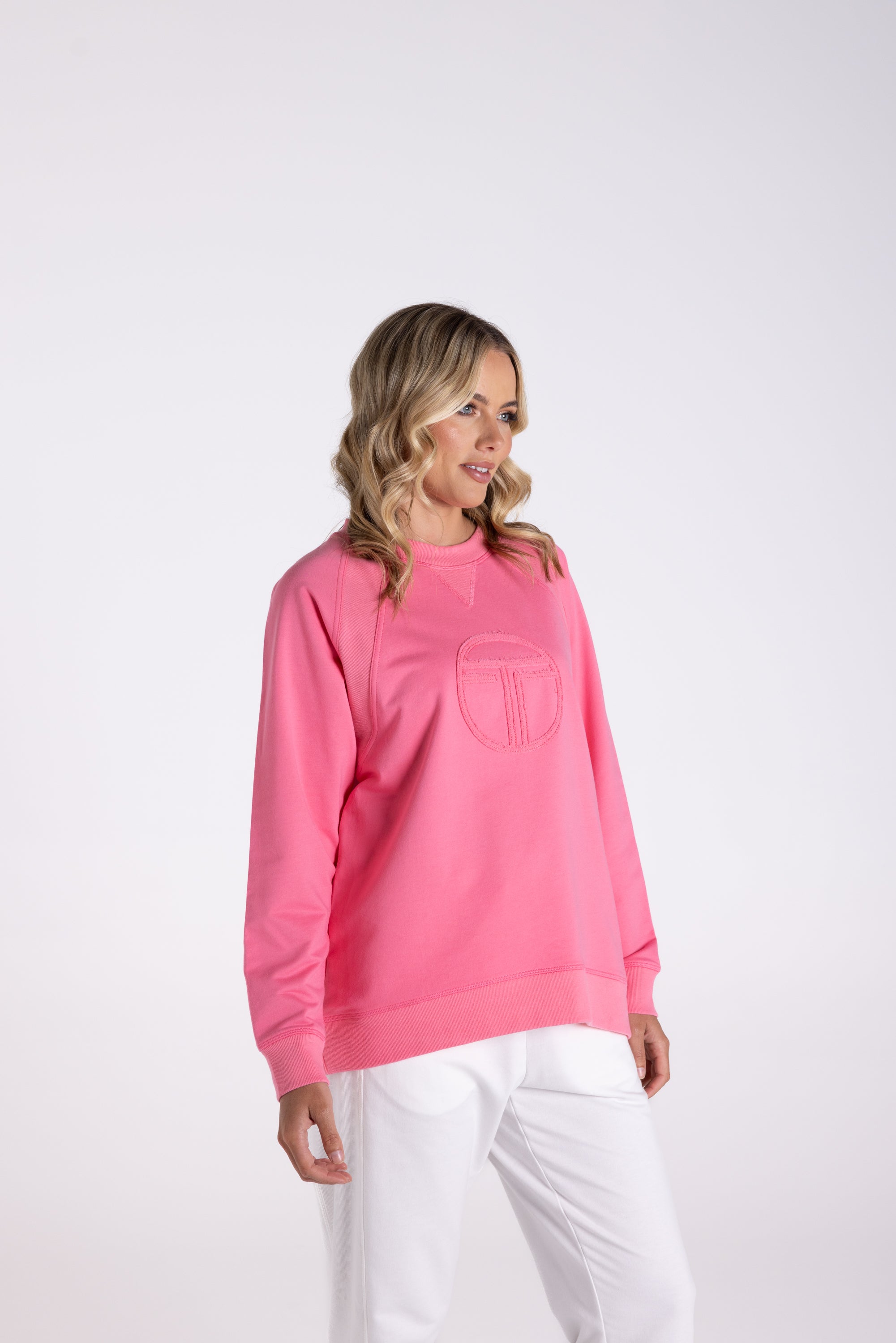 Sweater w/Raw Logo by Two-T's - Flamingo