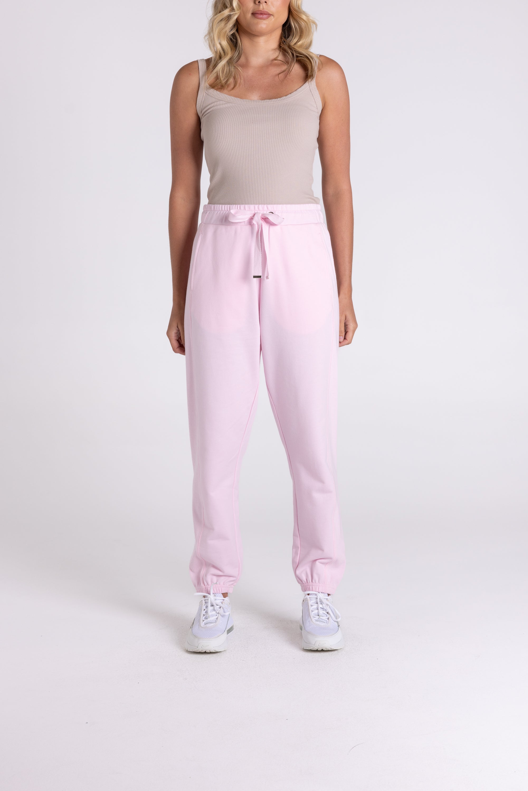 Track Pant w/Rib Trim by Two-T's - Pink