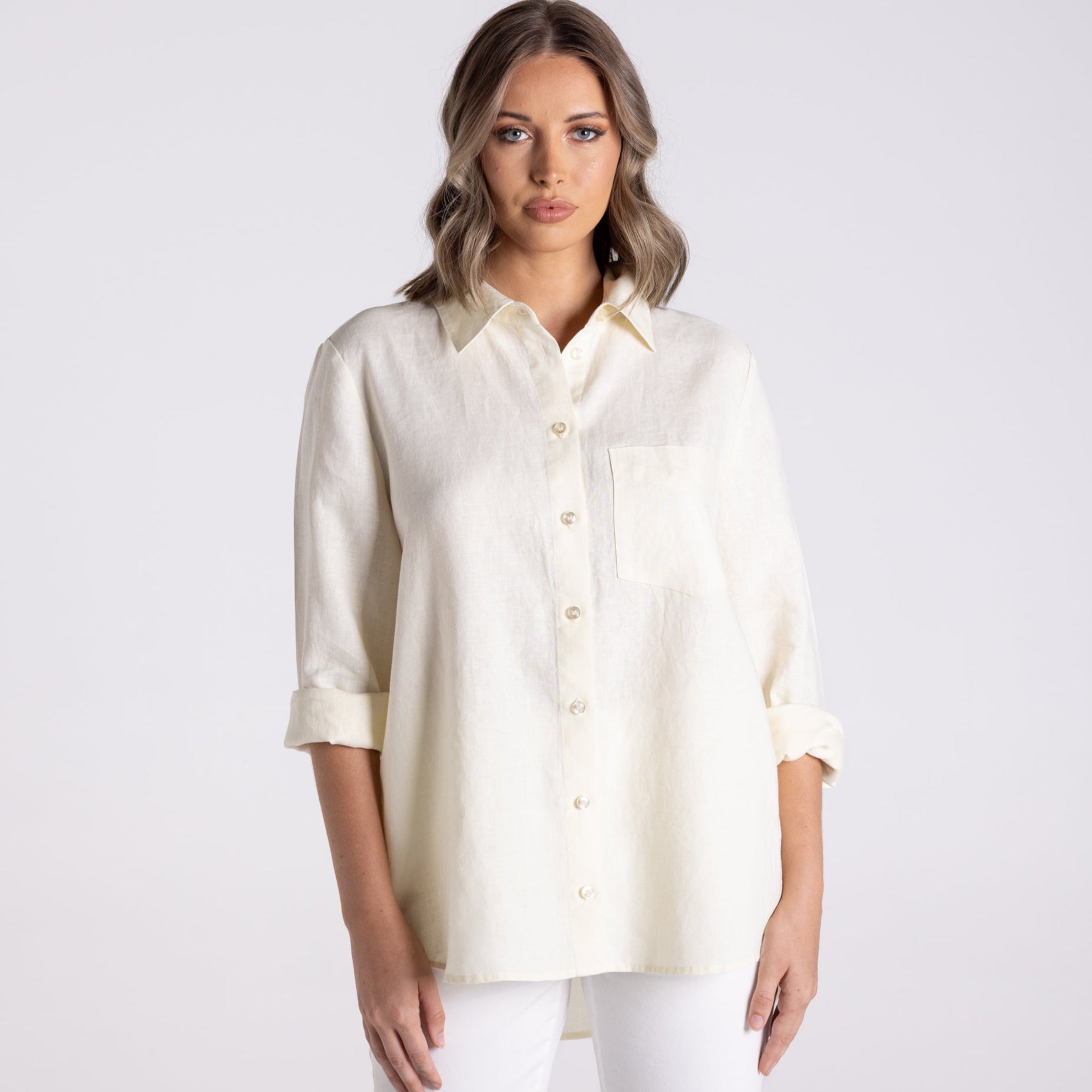 Classic Linen Shirt by Two-T's - Butter