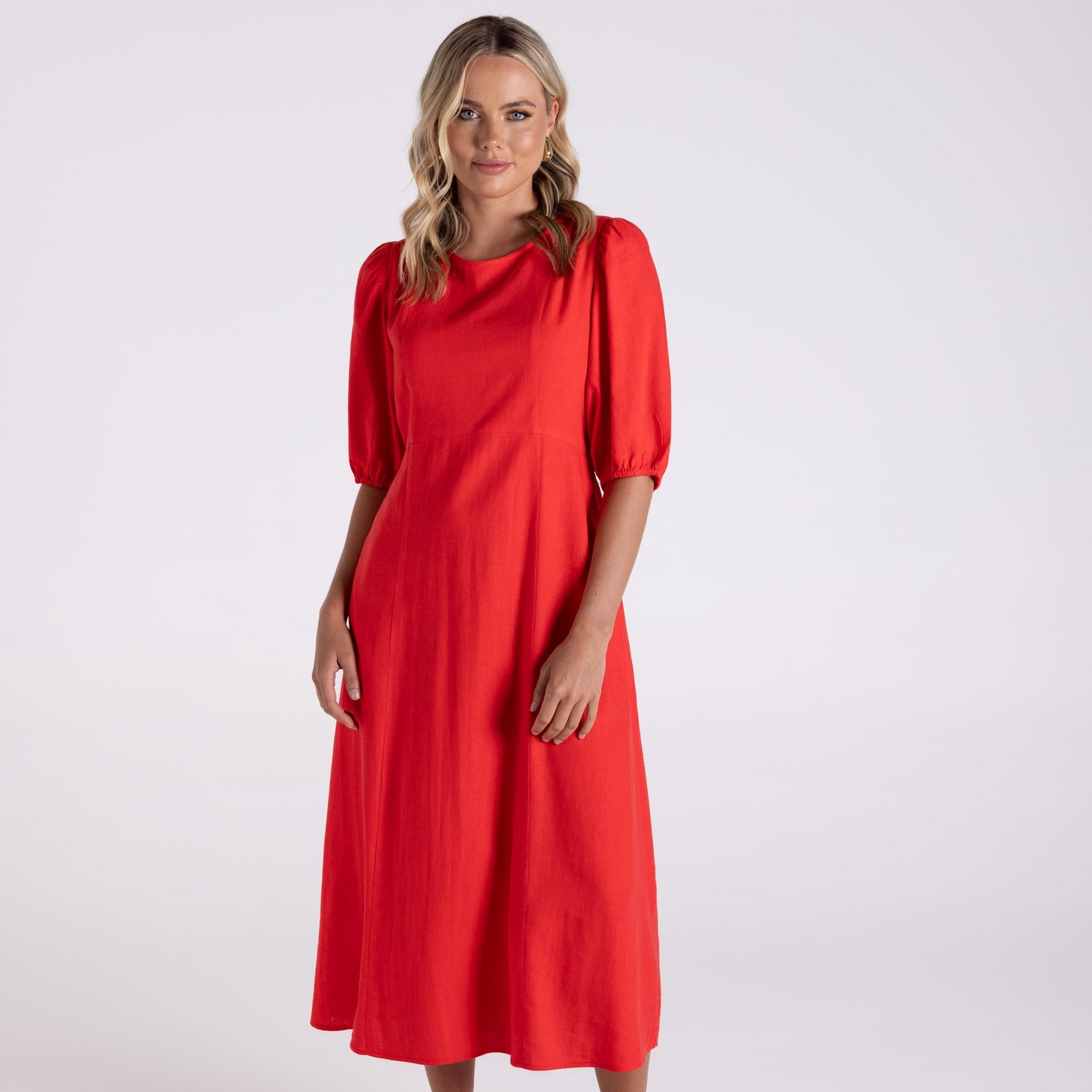 Linen viscose mid dress by Two-T's