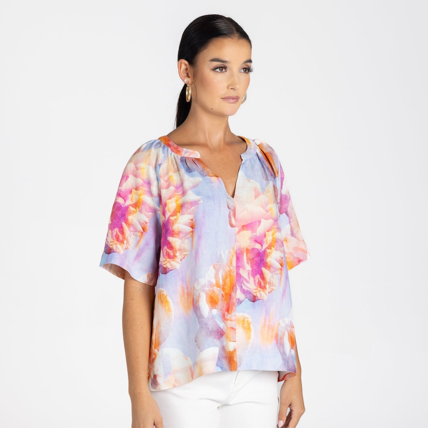 Angelina print key hole top by Two-T's