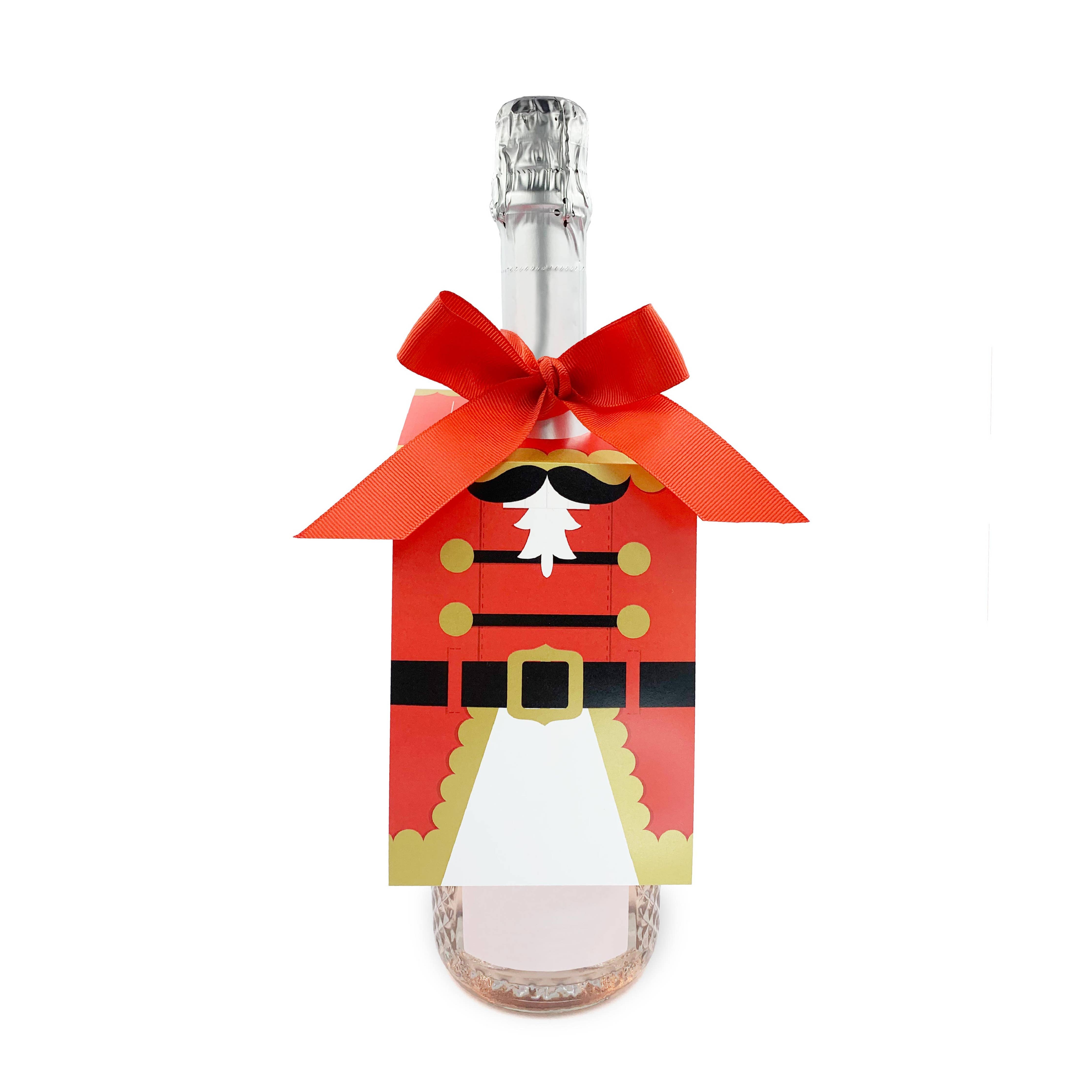 Nutcracker Christmas Wine Bottle Gift Tag Kit - Set of 2