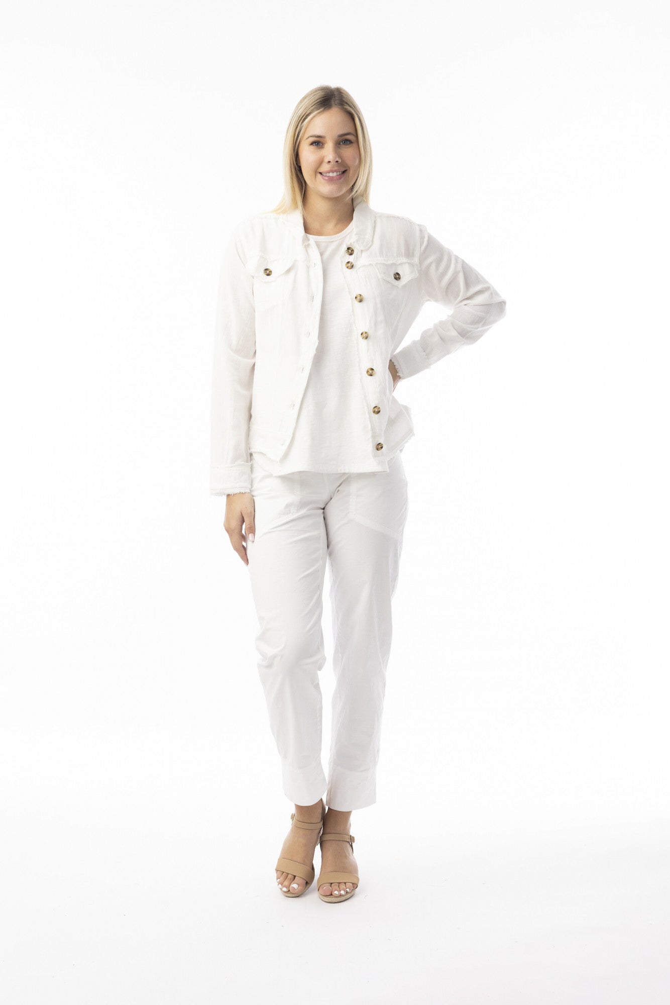 Linen Essentials Jacket by Orientique - White