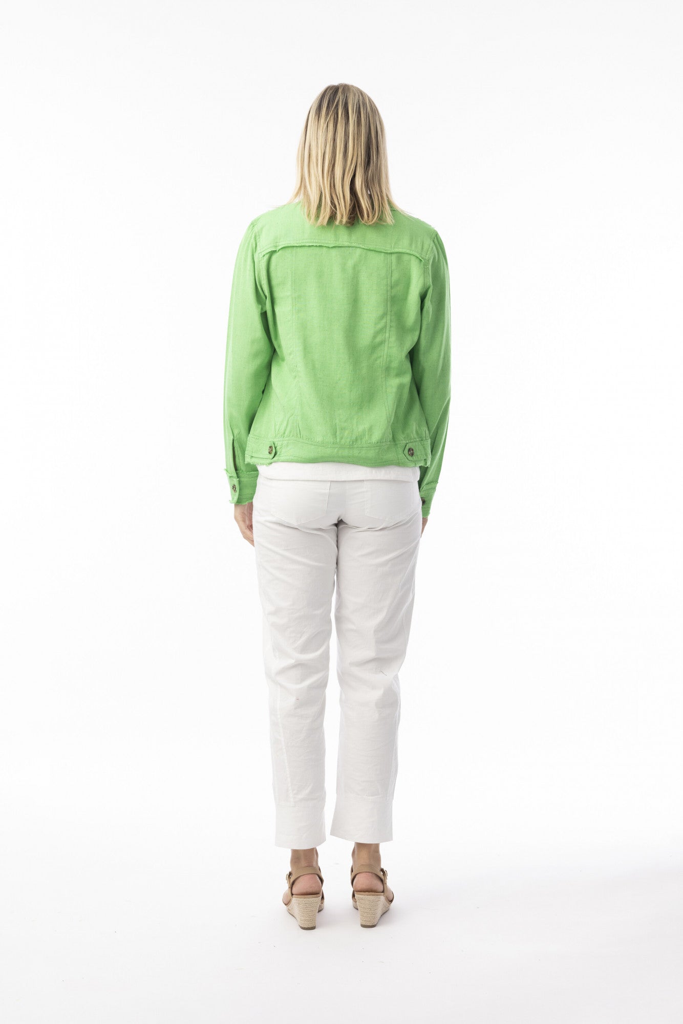 Linen Essentials Jacket by Orientique - Parakeet
