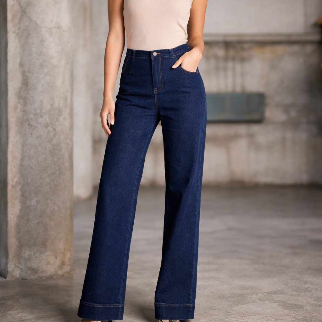 Denim 7/8 Boot Leg Jean by Two-Ts - Dark Denim