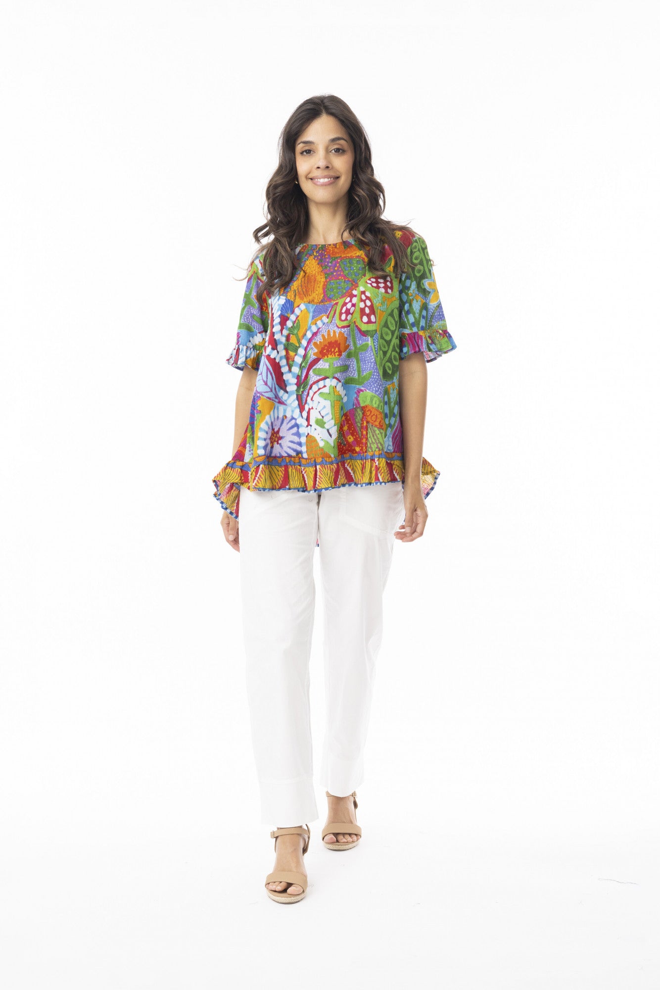 Ipanema Frill Top by Orientique - Print