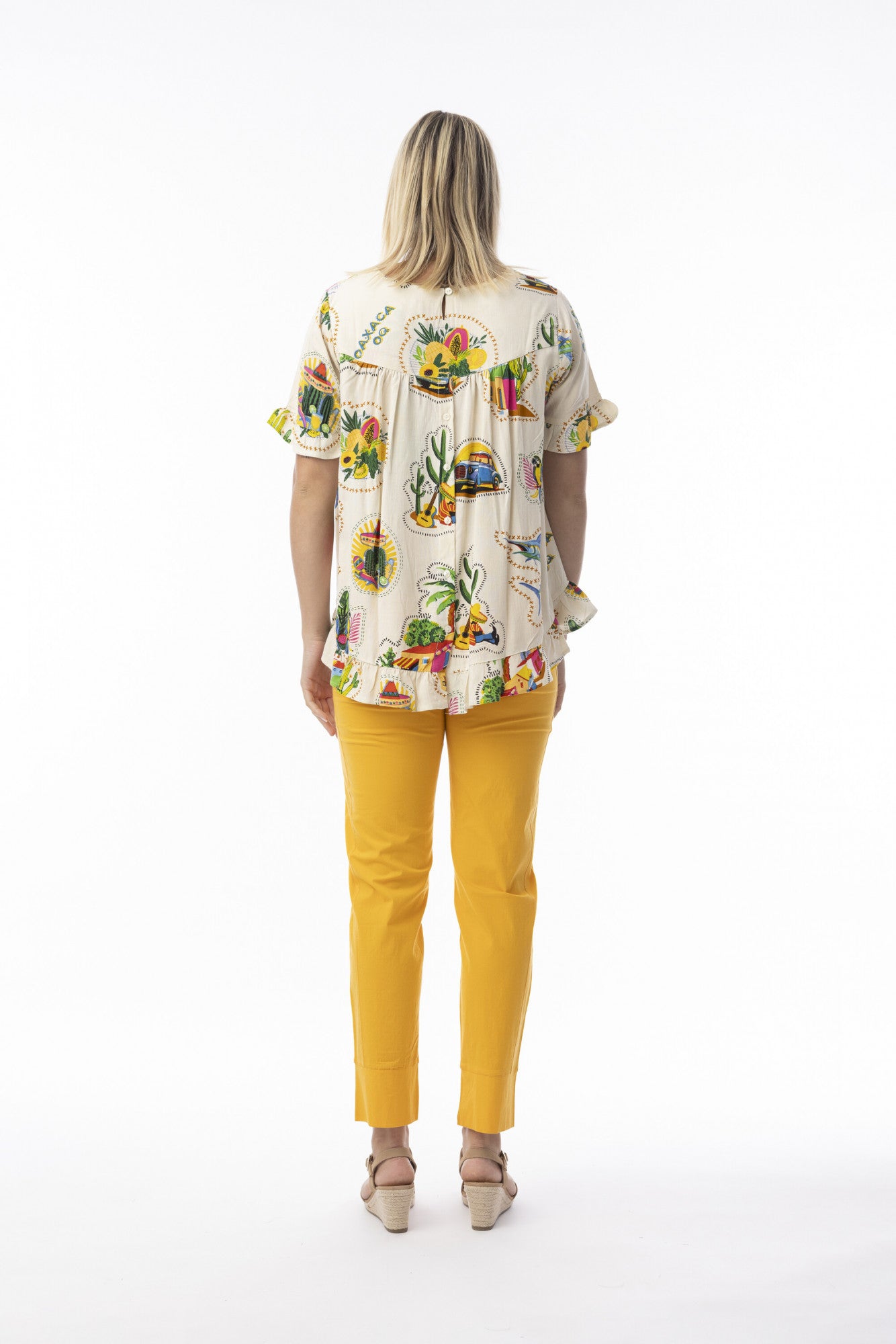 Guatemala Frill Top by Orientique - Print