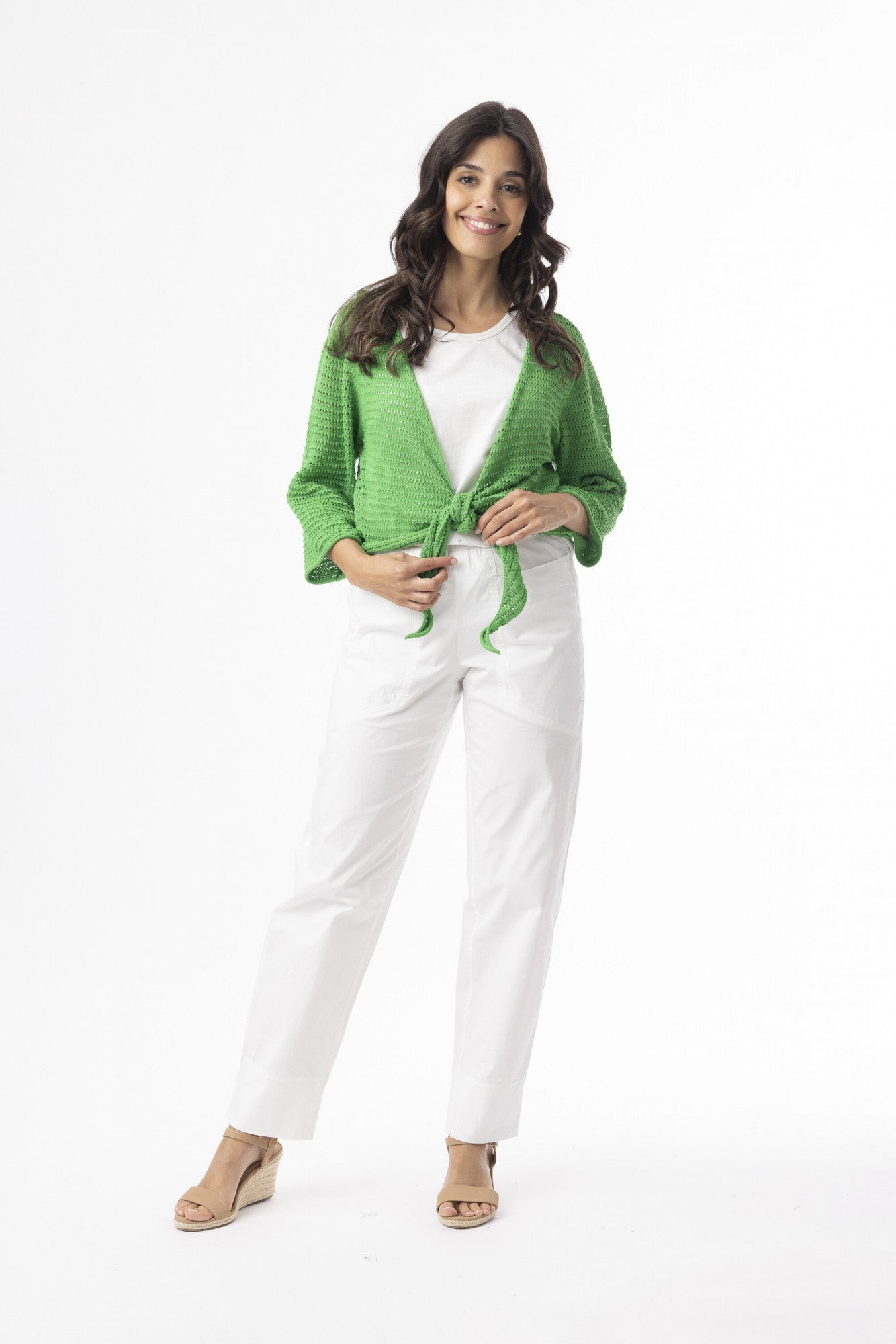 Knit Essentials Tie Shrug by Orientique - Green