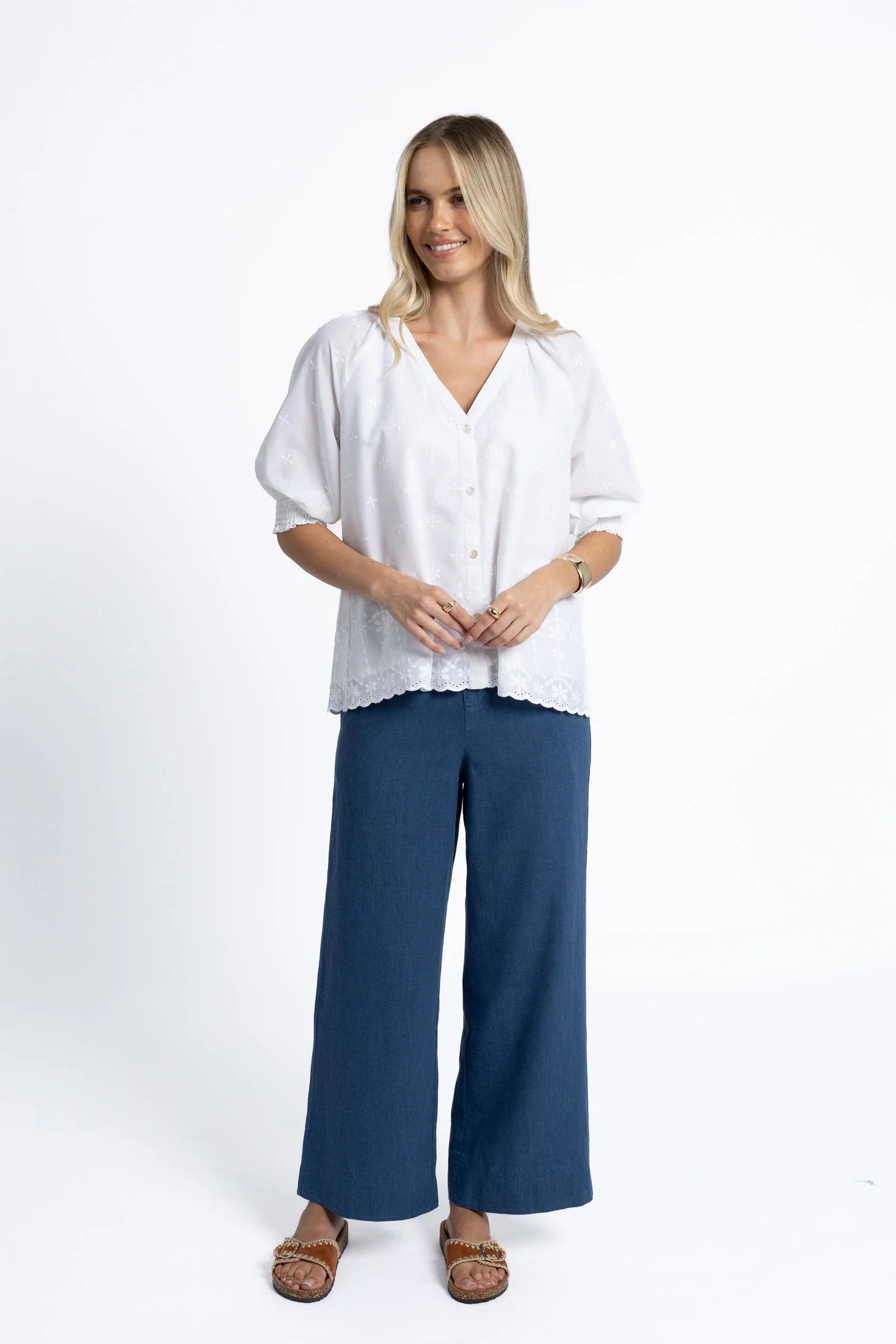 Fleetwood Linen Pants by Humidity Lifestyle - Ocean Blue