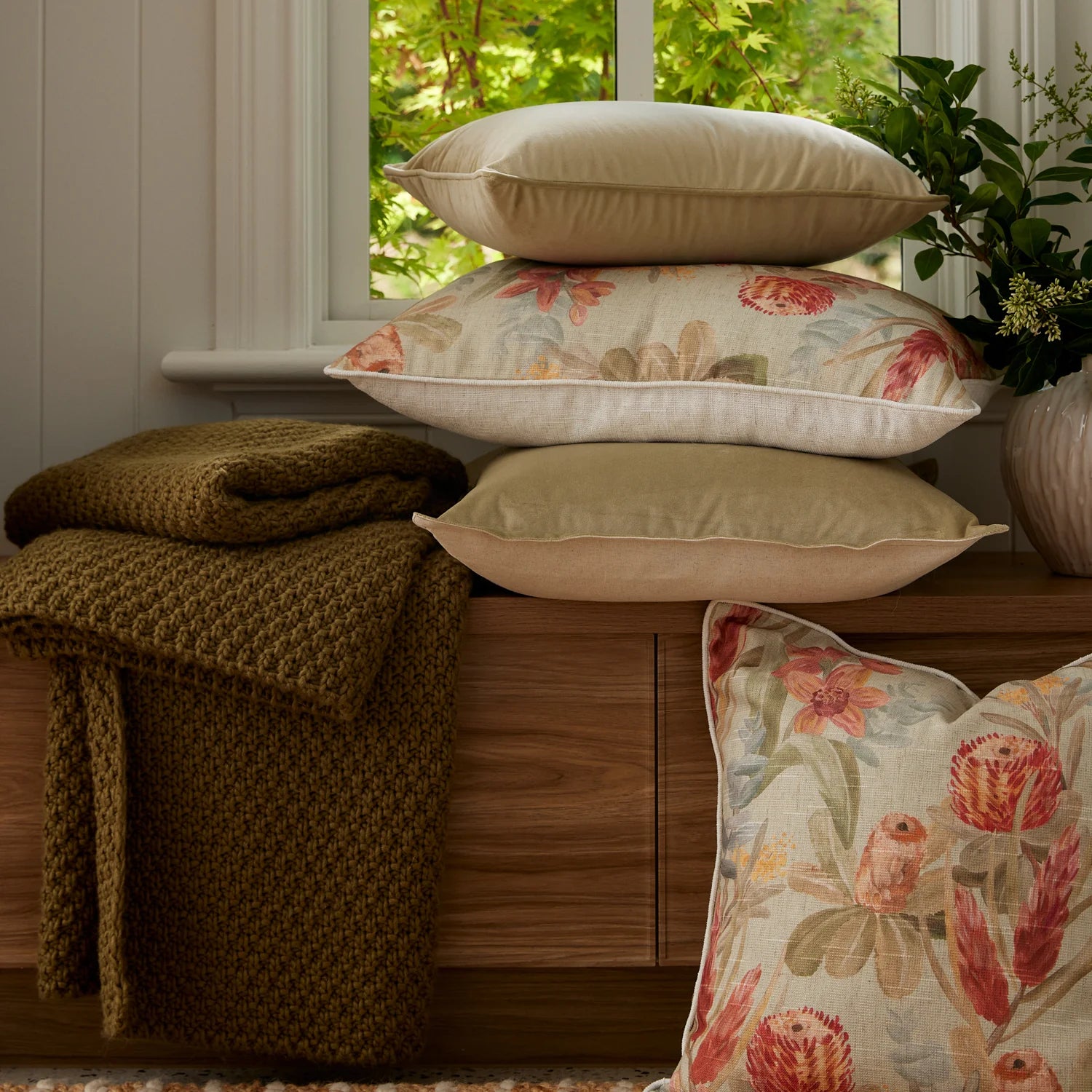 Jarah Olive Throw by Madras Link