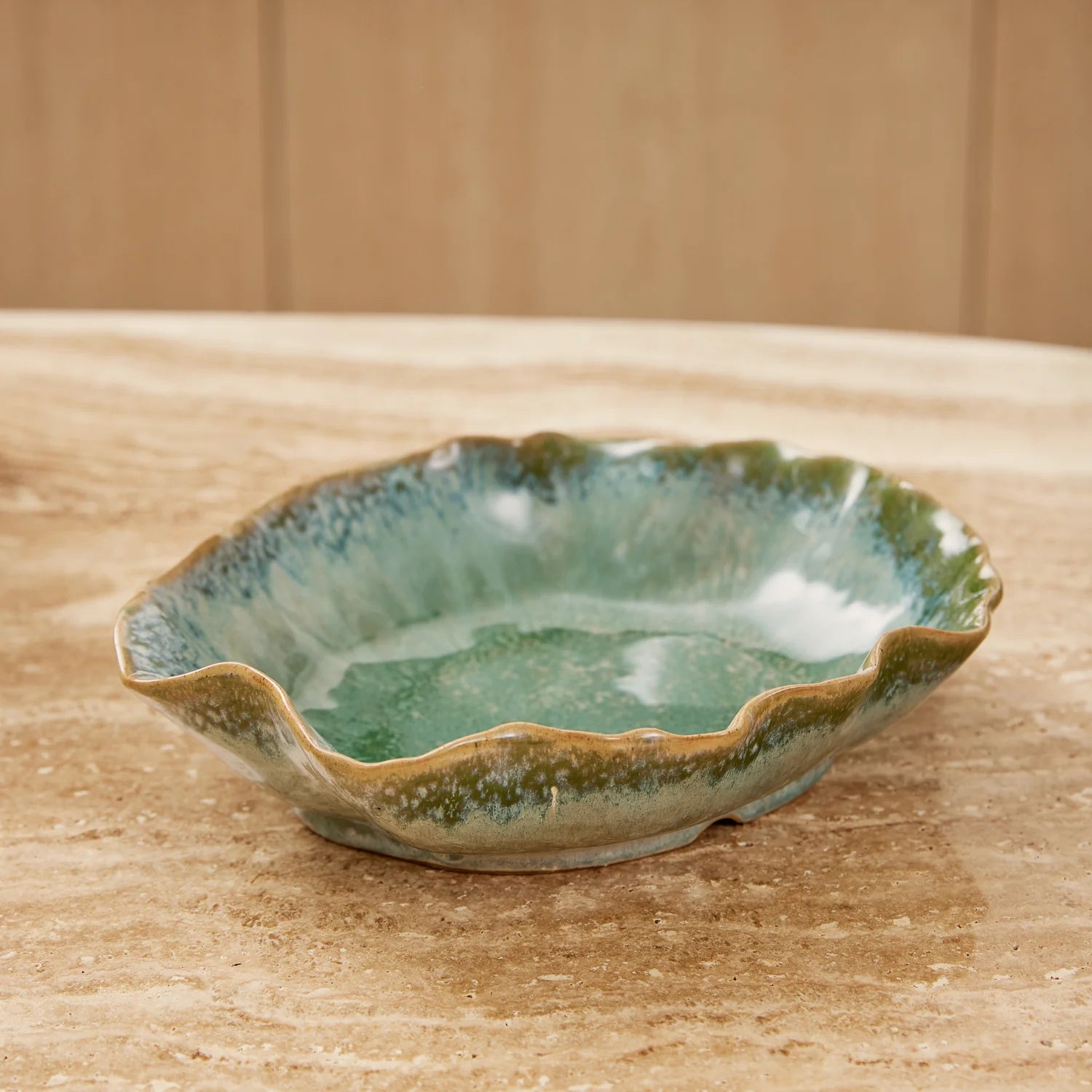 Alba Green Glazed Decorative Plate by Madras Link