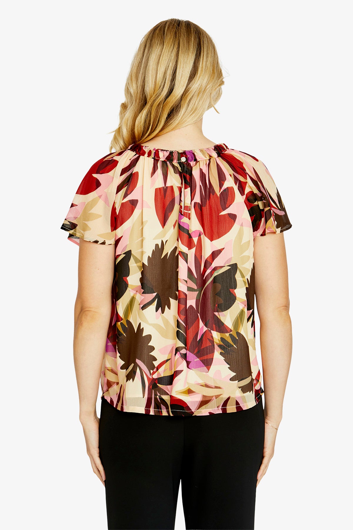 Luciana Flutter sleeve top by Ping Pong - black