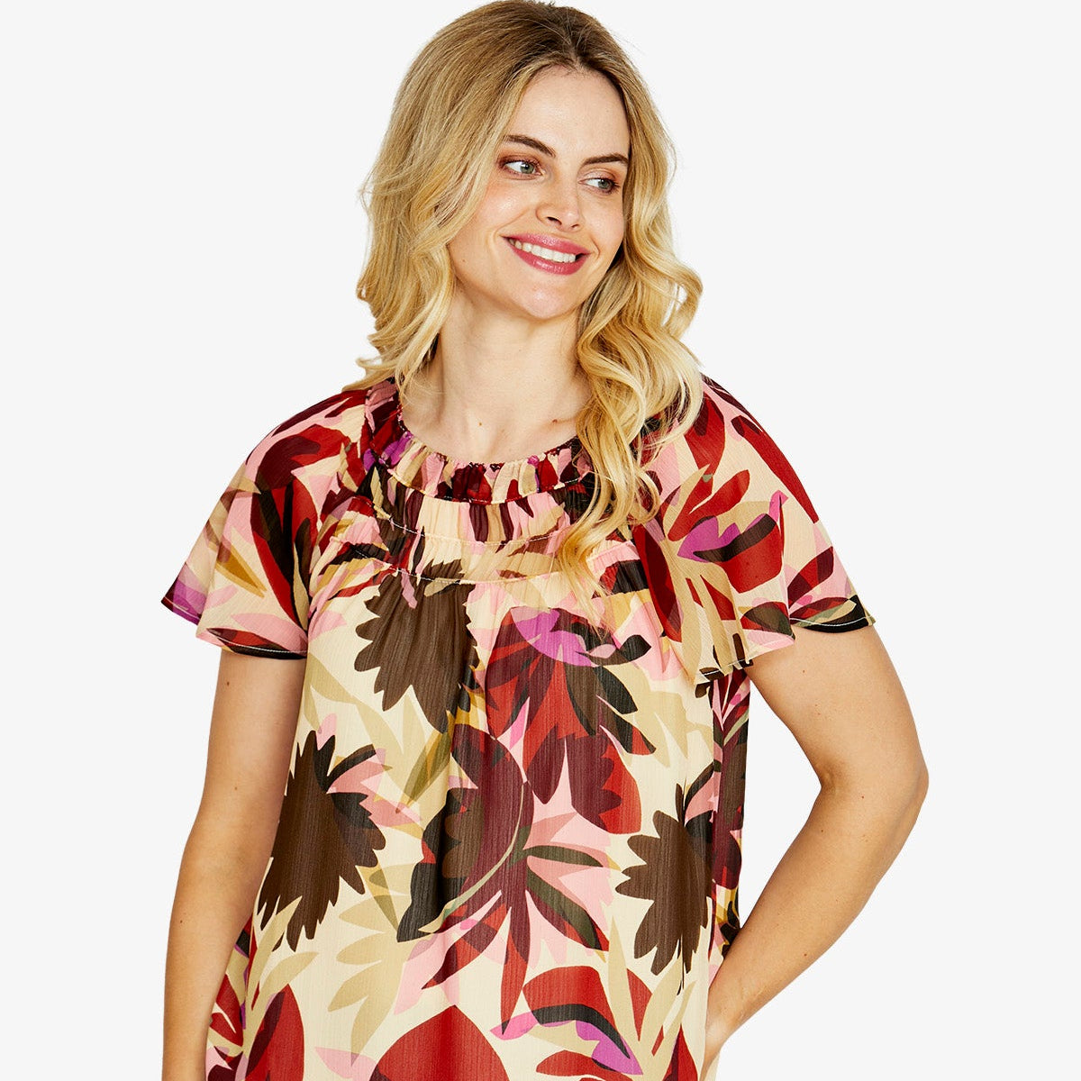 Luciana Flutter sleeve top by Ping Pong - black