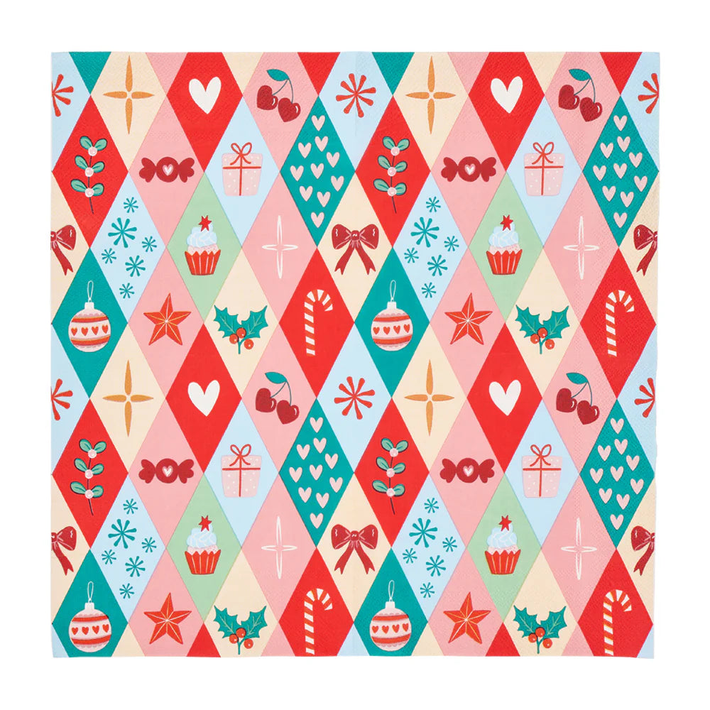 Paper Napkins by Annabel Trends - Christmas Harlequin