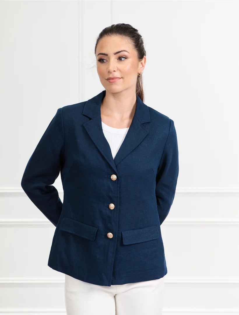 Peta Linen Jacket by Zjoosh - Navy