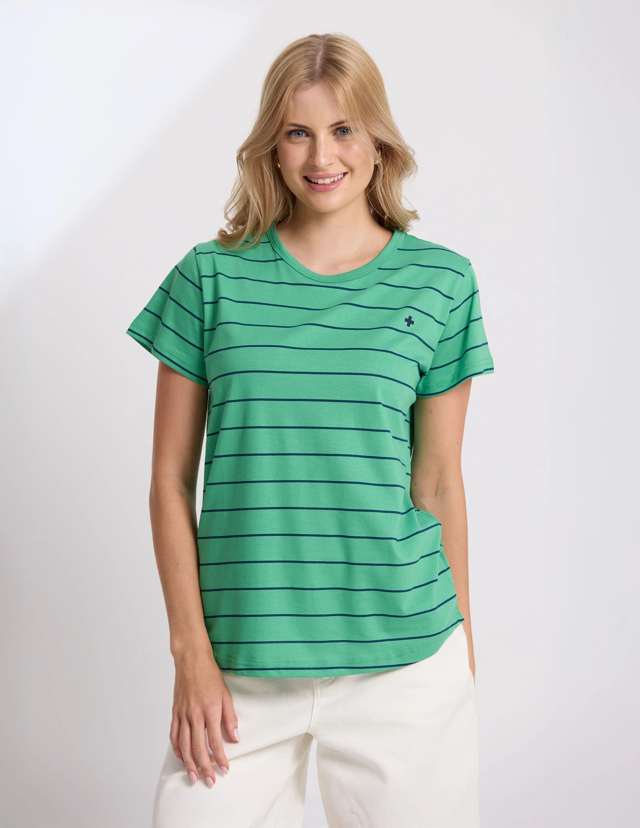 Classic Tee by Stella & Gemma - Green/Navy Stripe