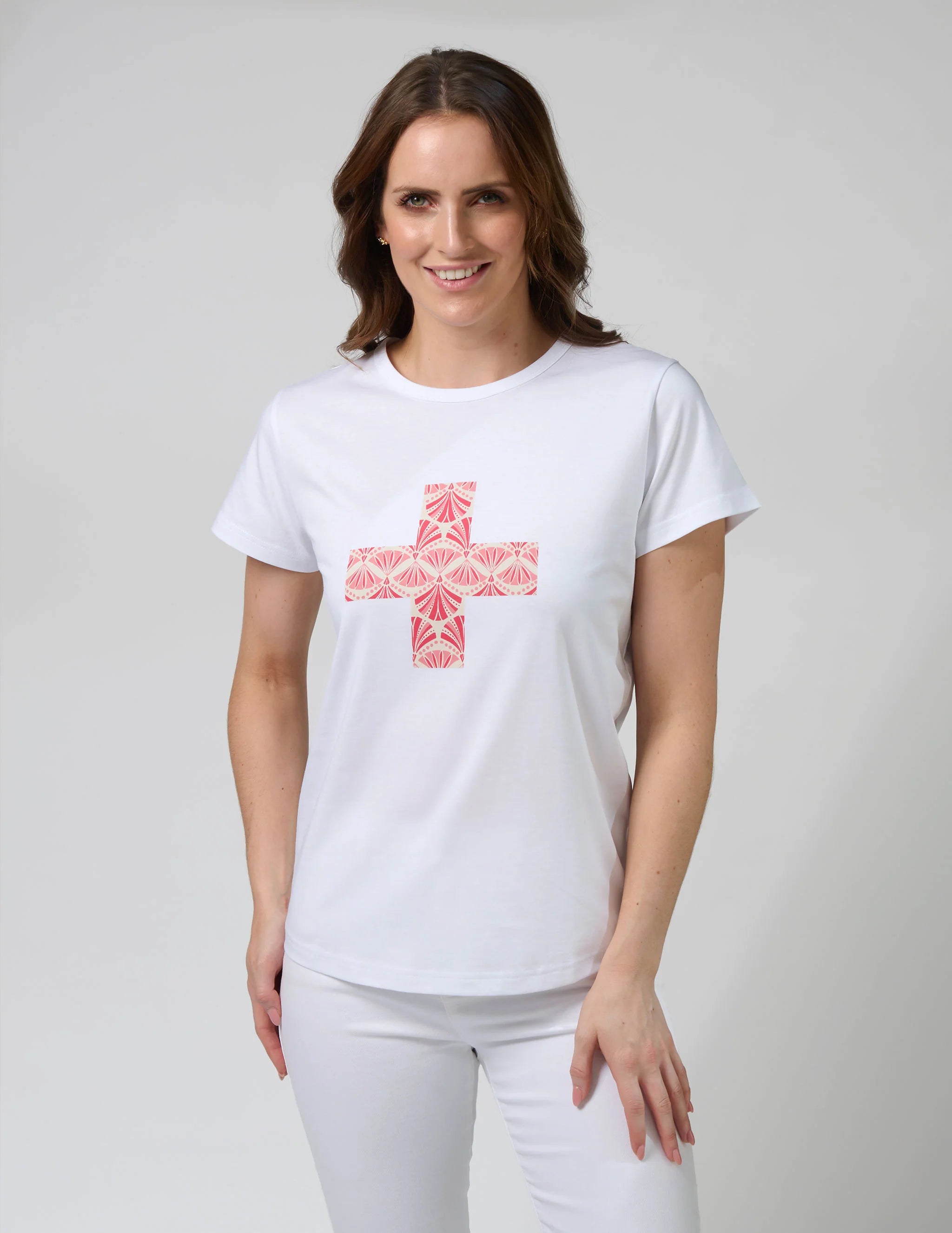 Classic Tee by Stella & Gemma - White/Strawberry Scoop