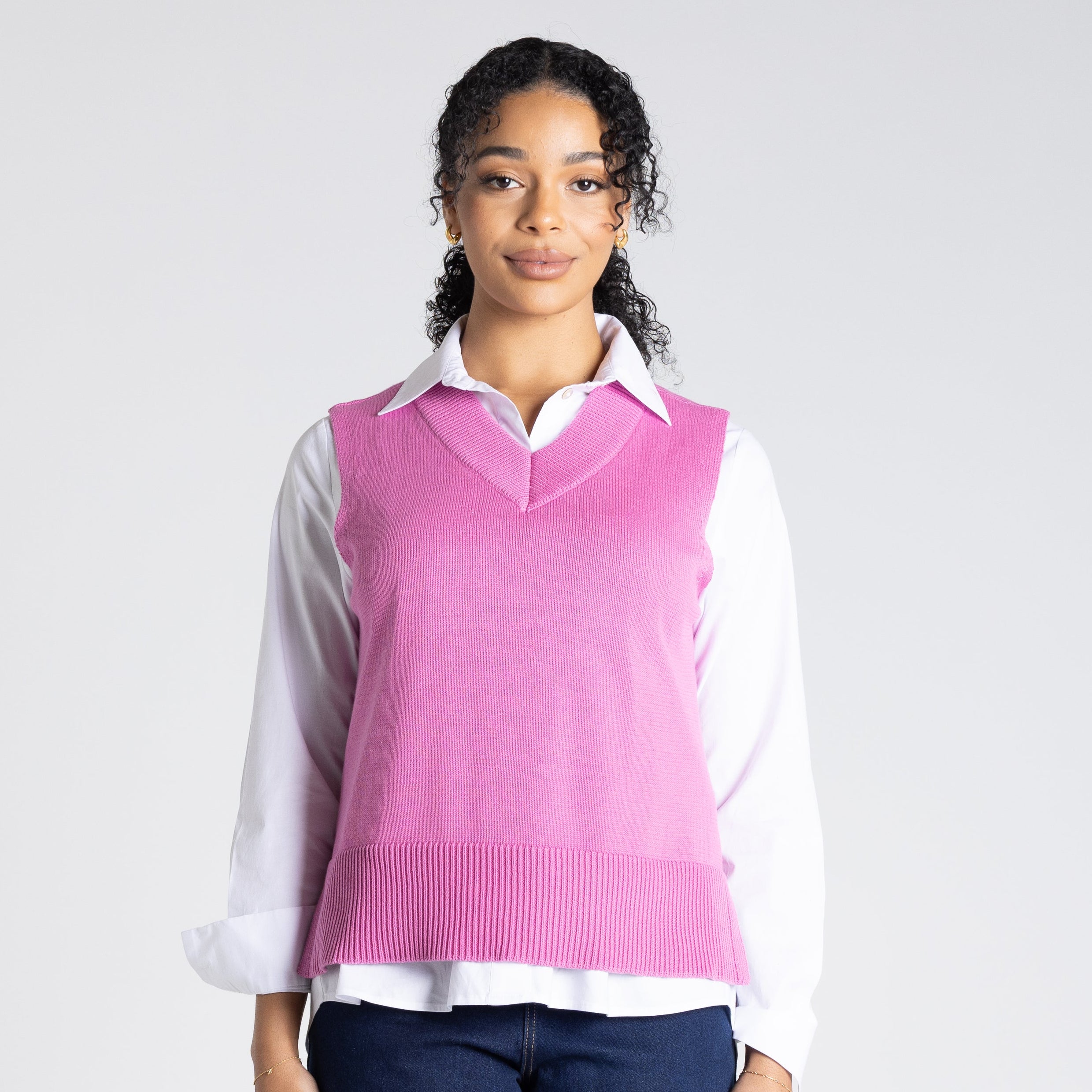 Cotton Vest by Two-Ts - Ultra Pink