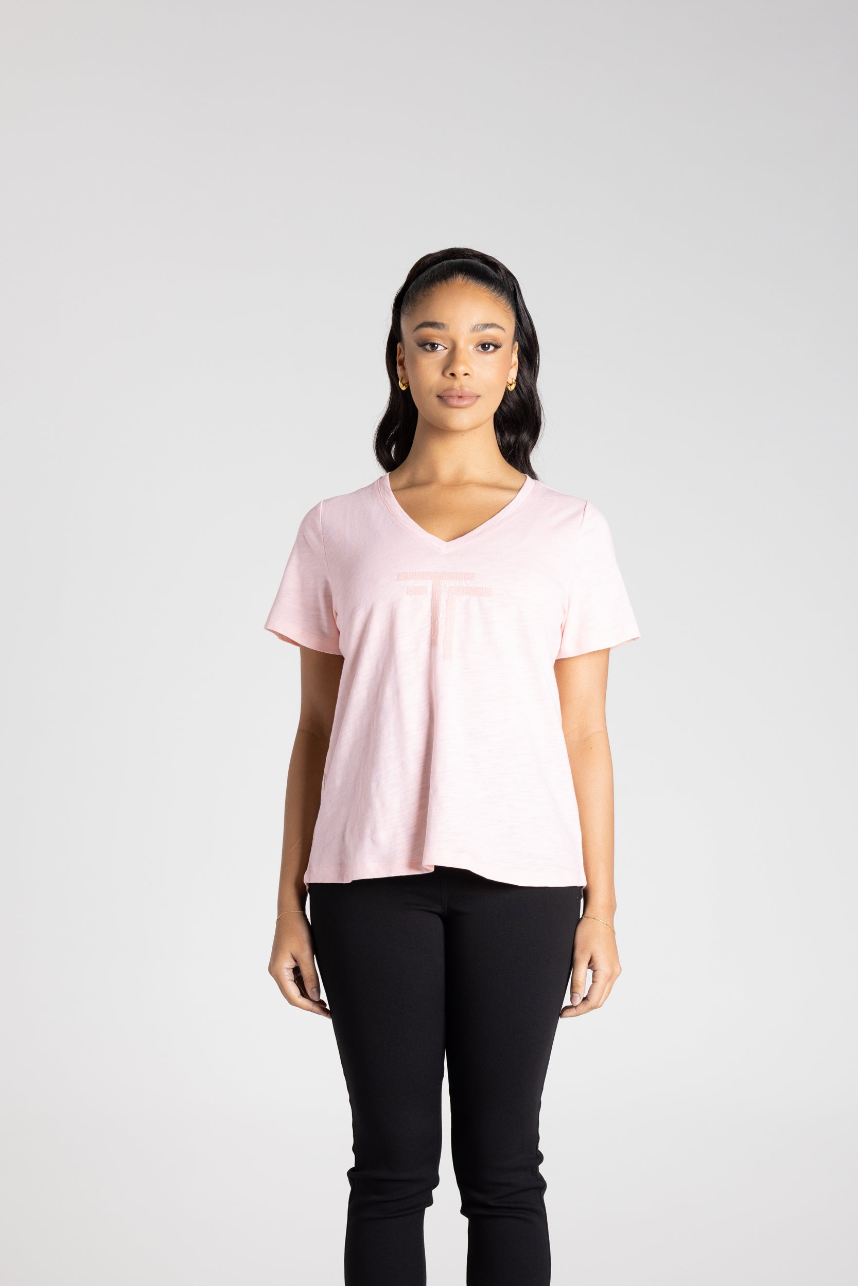 V-Neck T-Shirt by Two-Ts - Pale Pink