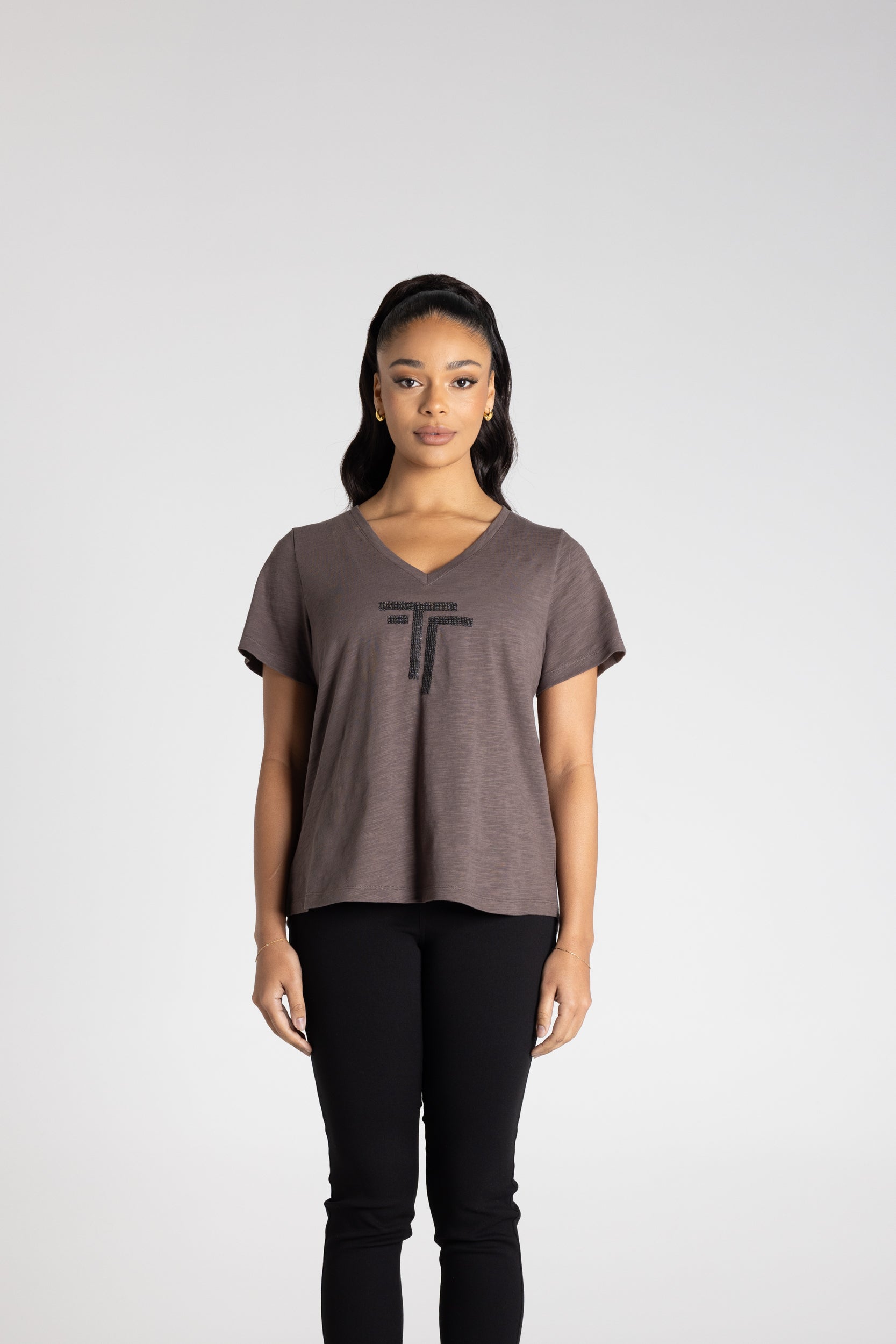 V-Neck T-Shirt by Two-Ts - Slate