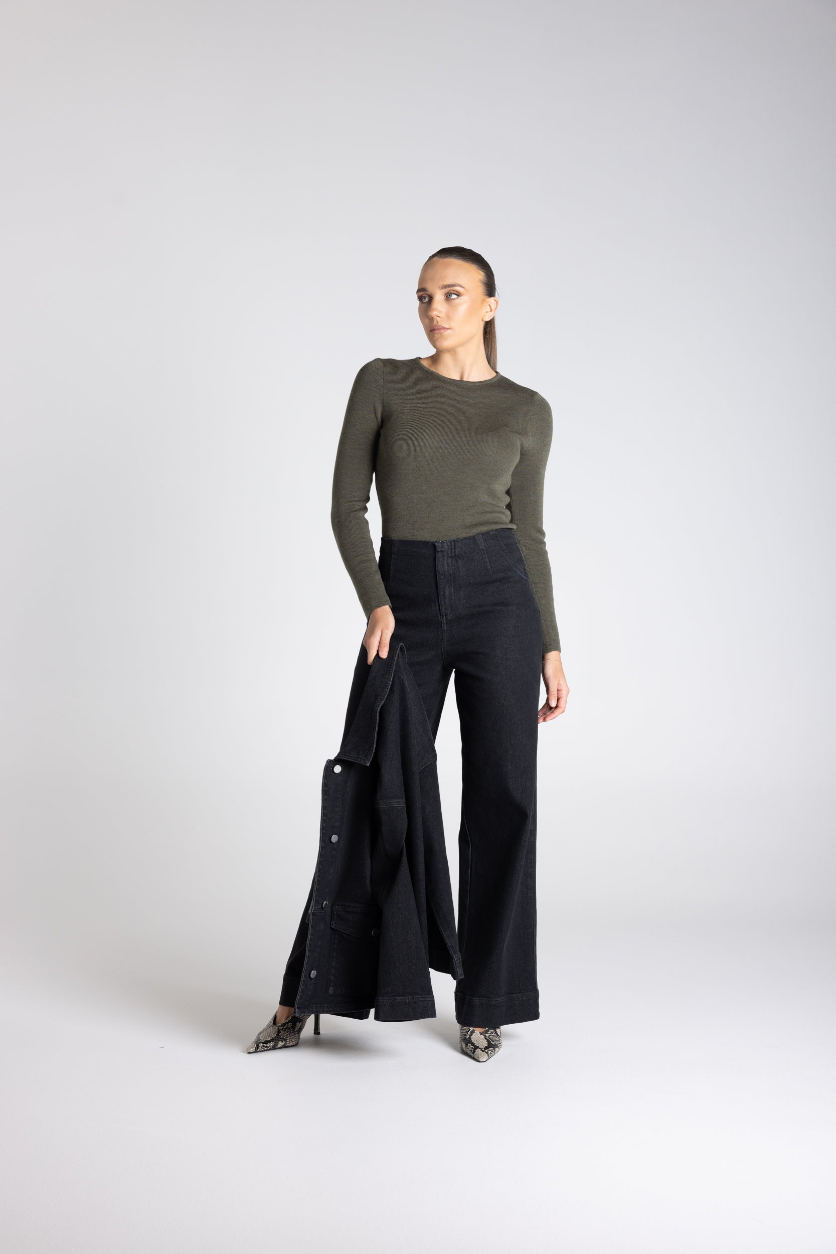 Denim Boot Leg Jean by Two-Ts - Black Denim