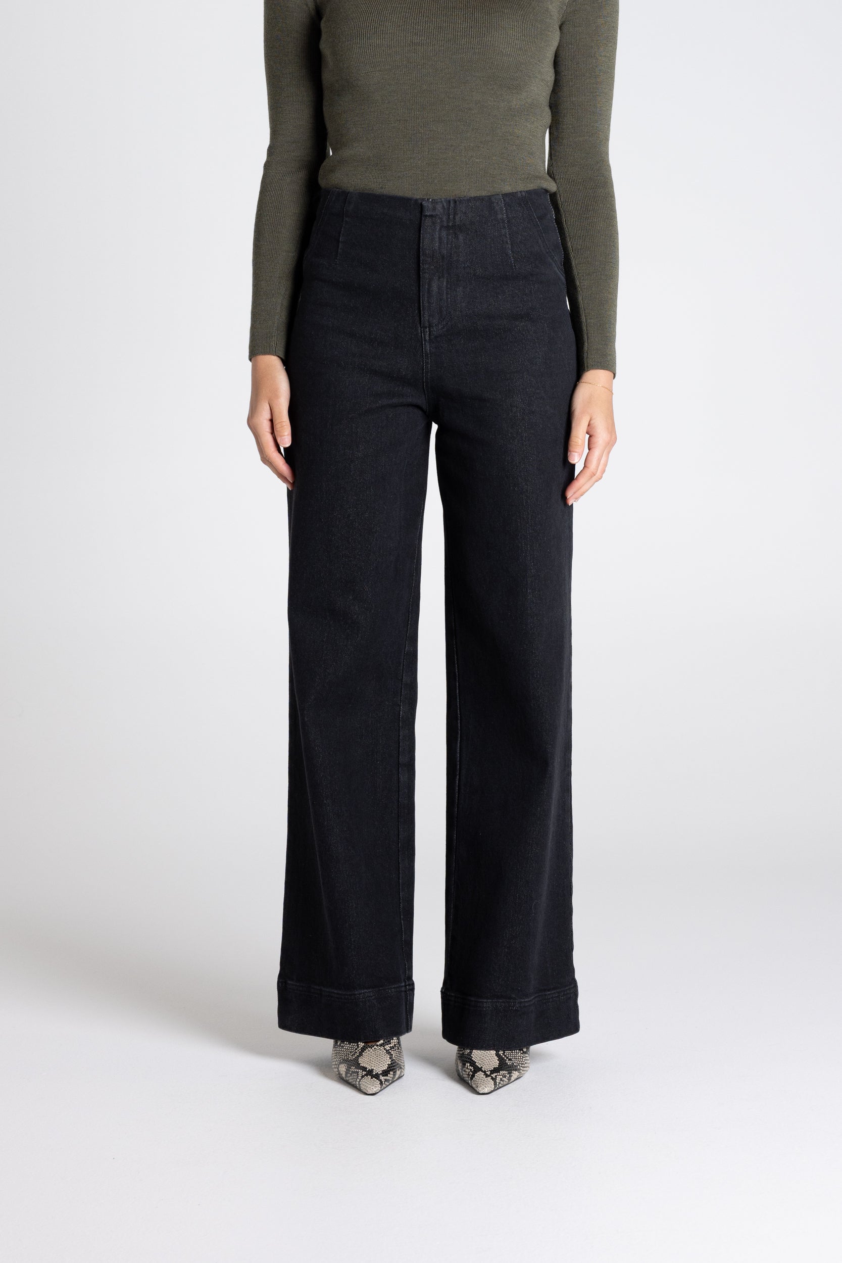 Denim Boot Leg Jean by Two-Ts - Black Denim