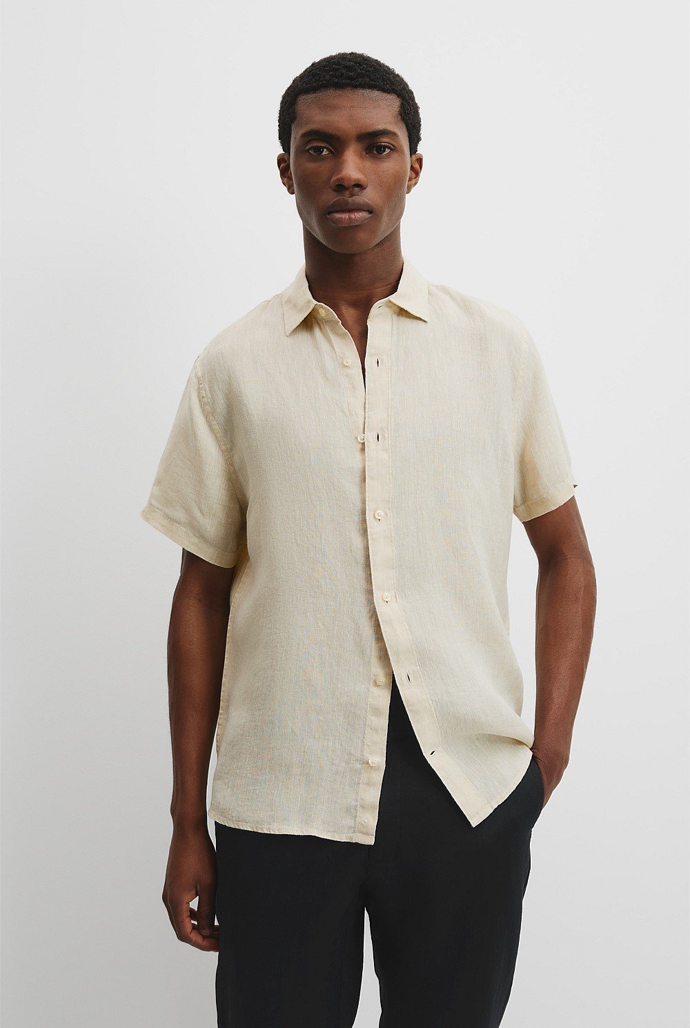 Regular Fit Organically Grown Linen Short Sleeve Shirt by Country Road