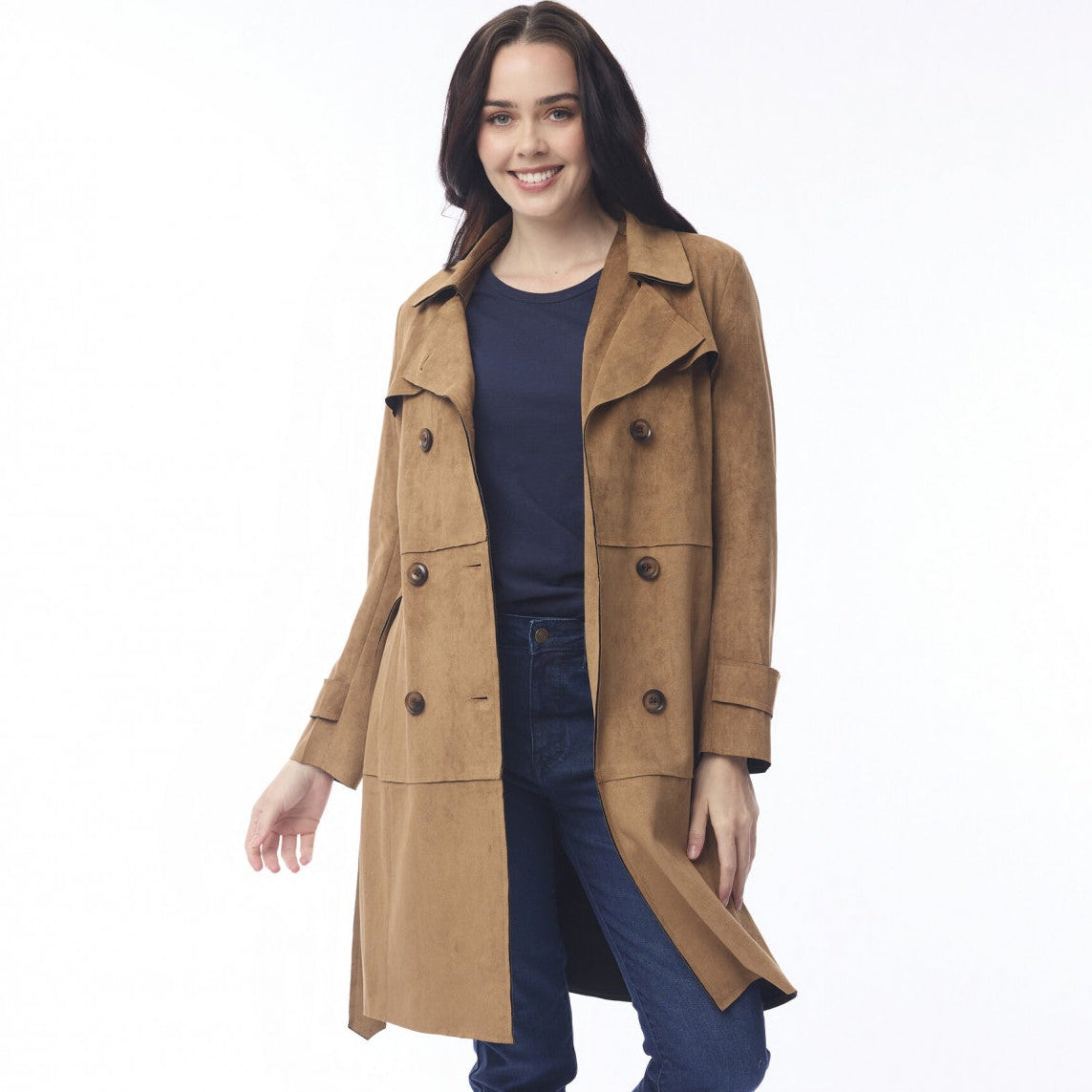 Solid Trench Coat Belted by Orientique
