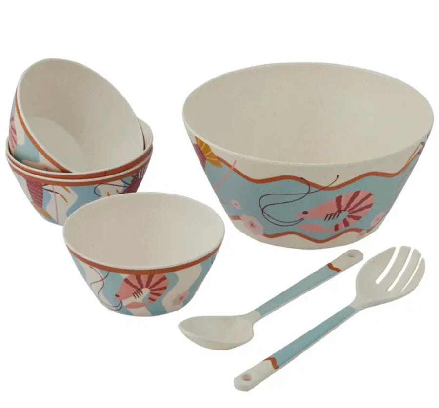 Goldy 7 piece bamboo fibre salad set by Coast To Coast