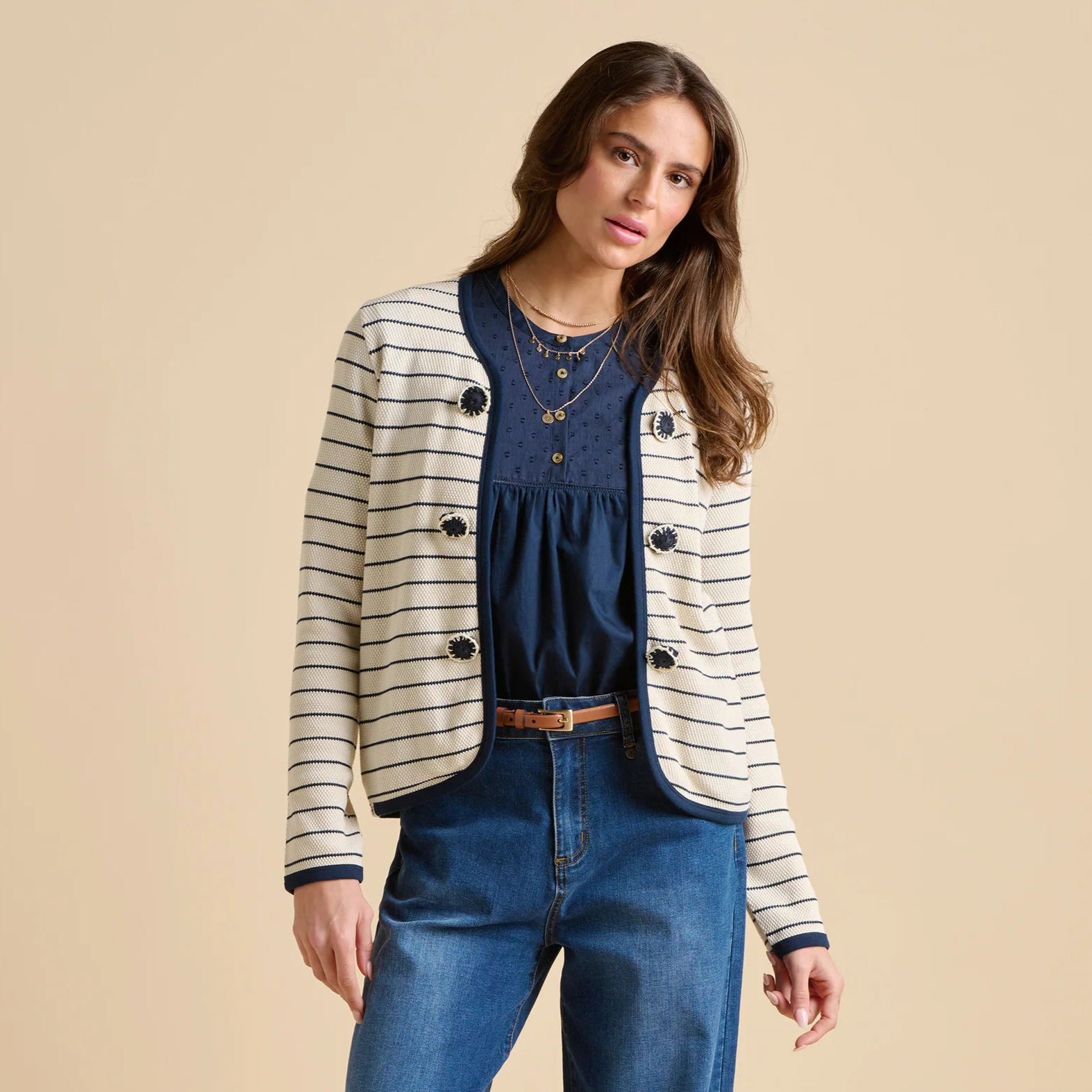 Breton Stripe Sweat Jacket by Brakeburn