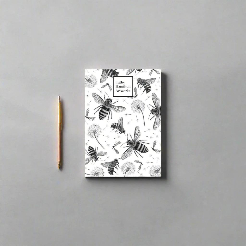 Bee A6 Notepad by Cathy Hamilton Artworks