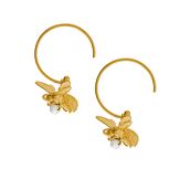 Flying Bee with Pearl Hoop Earrings by Alex Monroe - Gold Plate