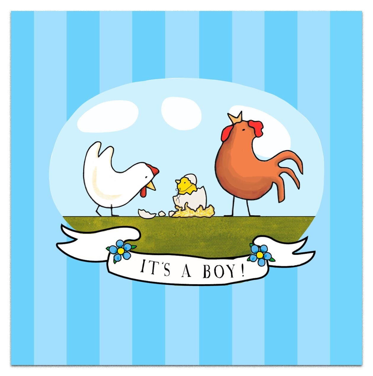 Something to Crow about square card by Red Tractor Designs blue