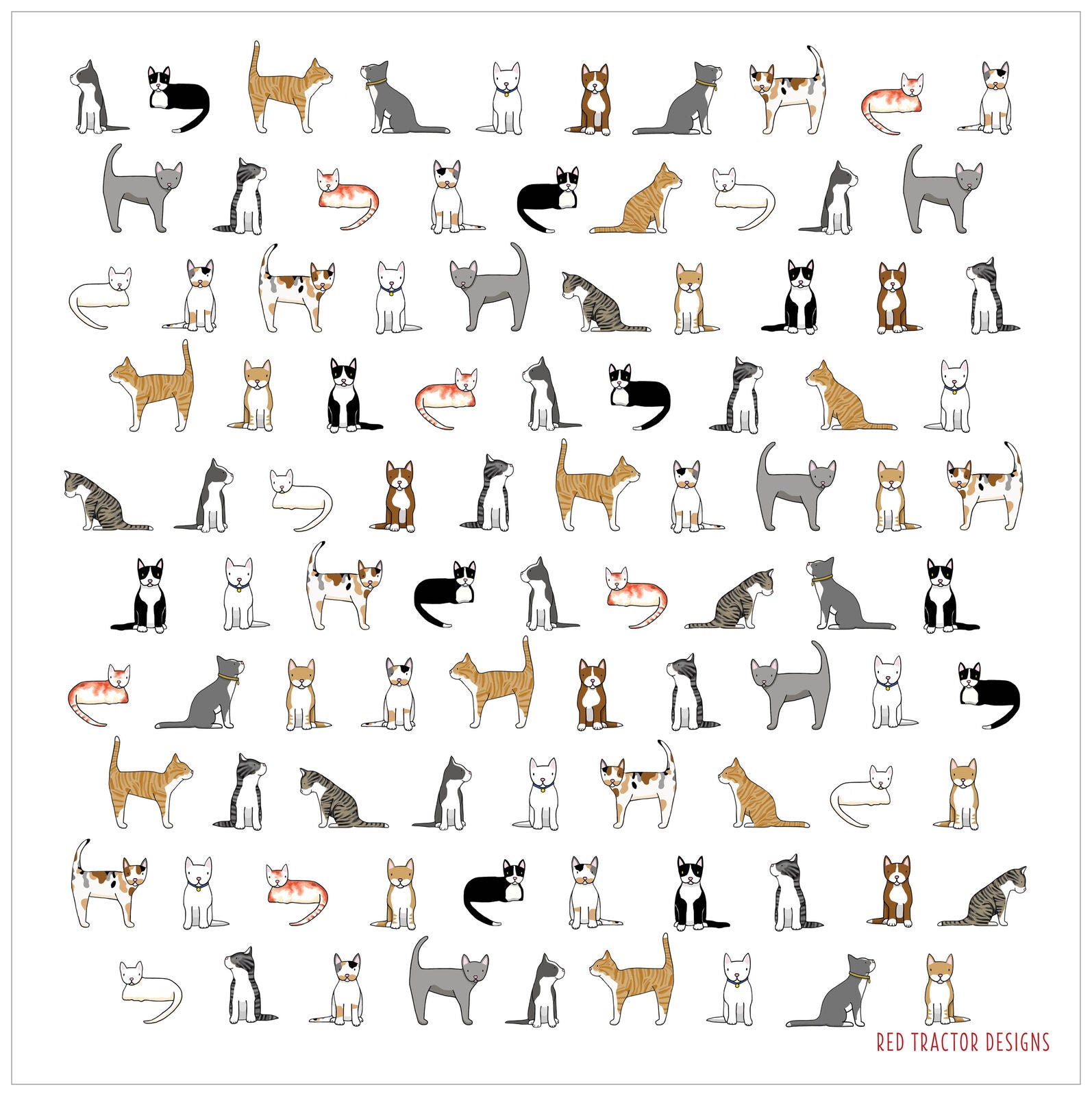 Cats cotton hanky by Red Tractor Designs