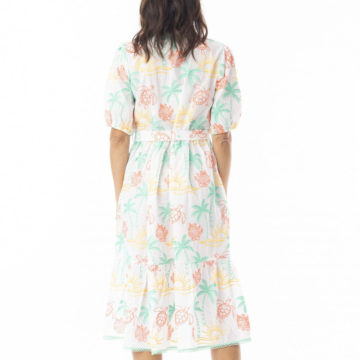 Coral Dress Collar Elbow Sleeve by Orientique