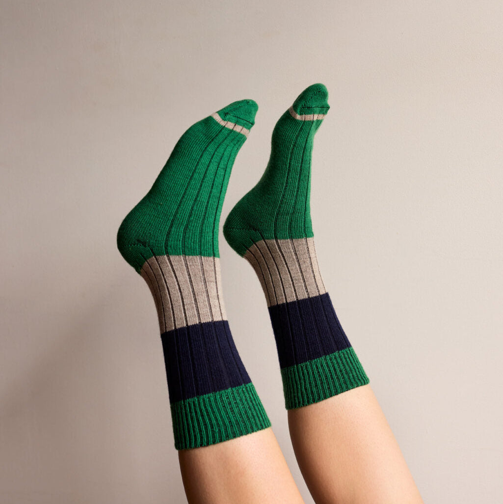 Chunky Rib Merino Wool Socks – Lark Green by Tightology